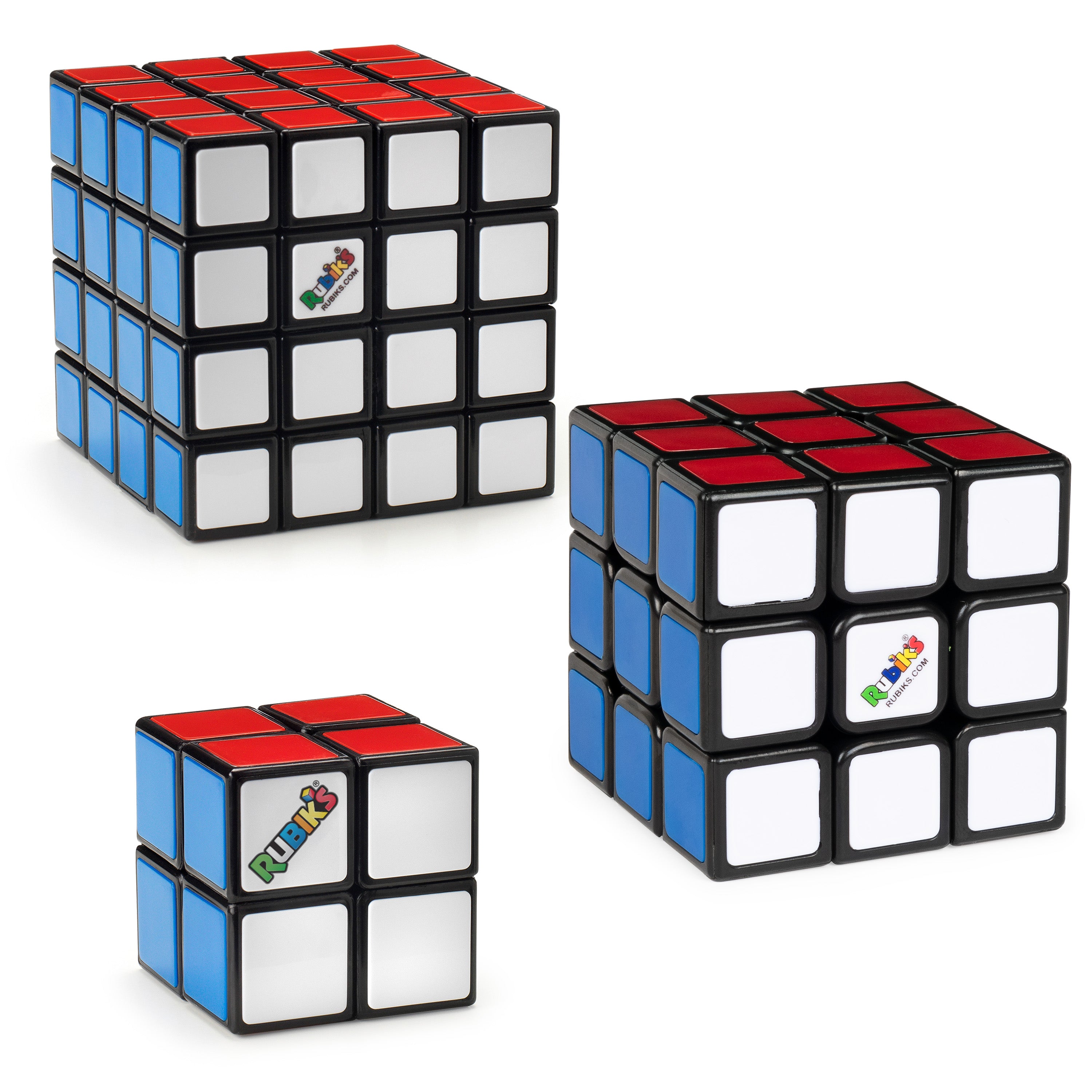 Rubik’s Cube, Tiled Trio Bundle 2x2 Mini 3x3 Cube 4x4 Master, Problem-Solving Brain Teaser, Classic Color-Matching Puzzle, Fidget Toy, Sensory Puzzle for Adults, Teens, Kids, Ages 8 & Up