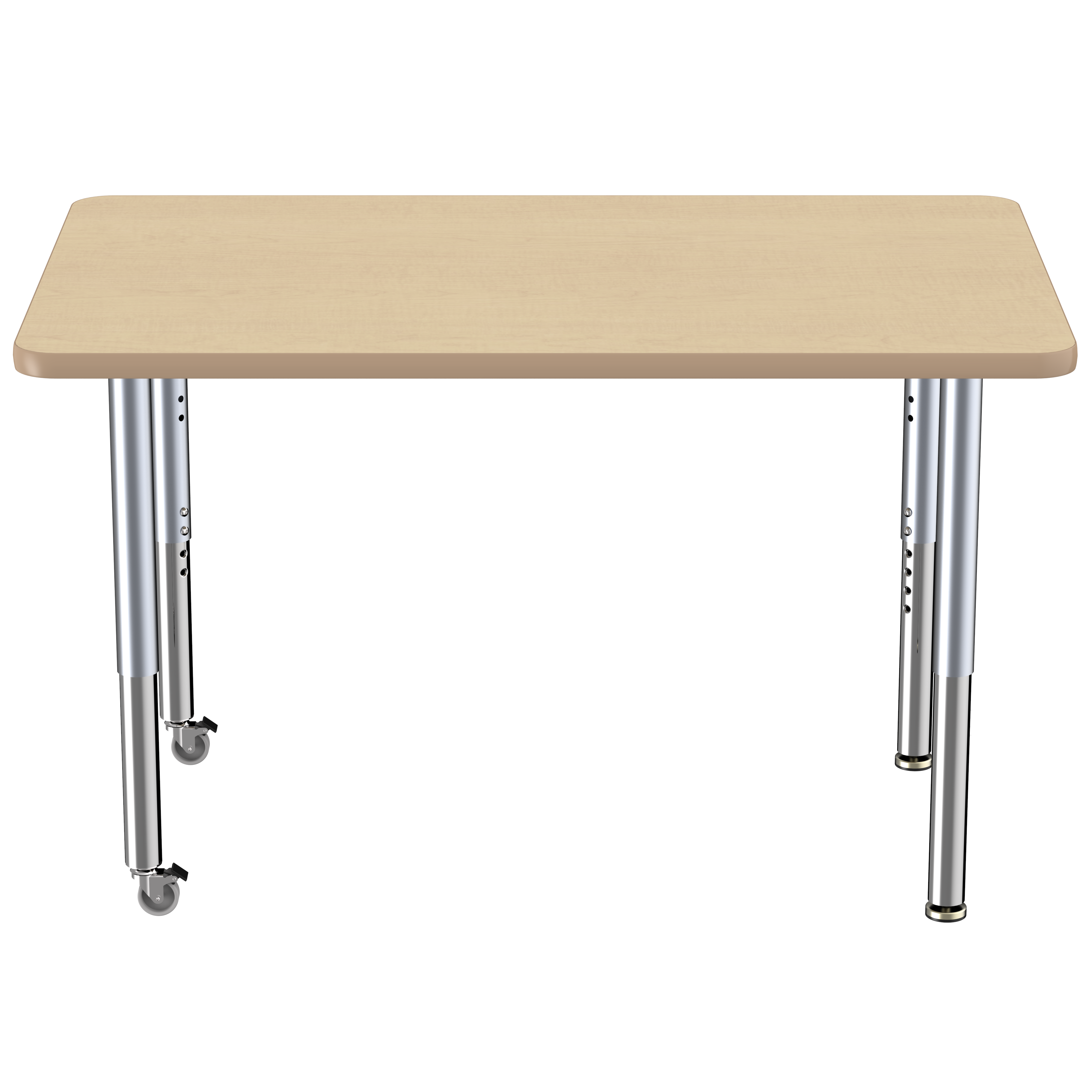 30" x 48" Rectangle T-Molding Activity Table with Adjustable Super Legs - Maple/Maple/Silver