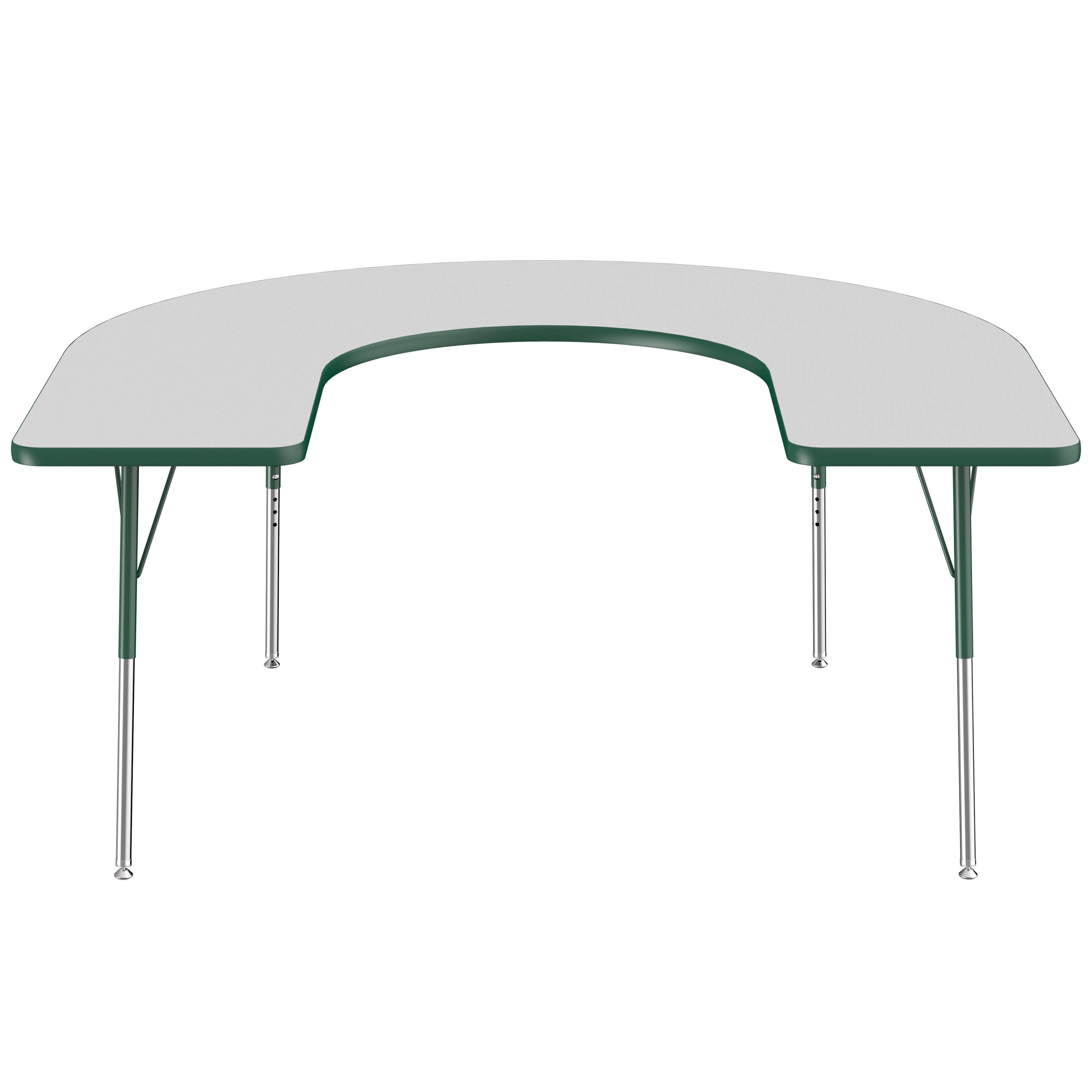 60" x 66" Horseshoe T-Molding Activity Table with Adjustable Standard Swivel Glide Legs - Gray/Green