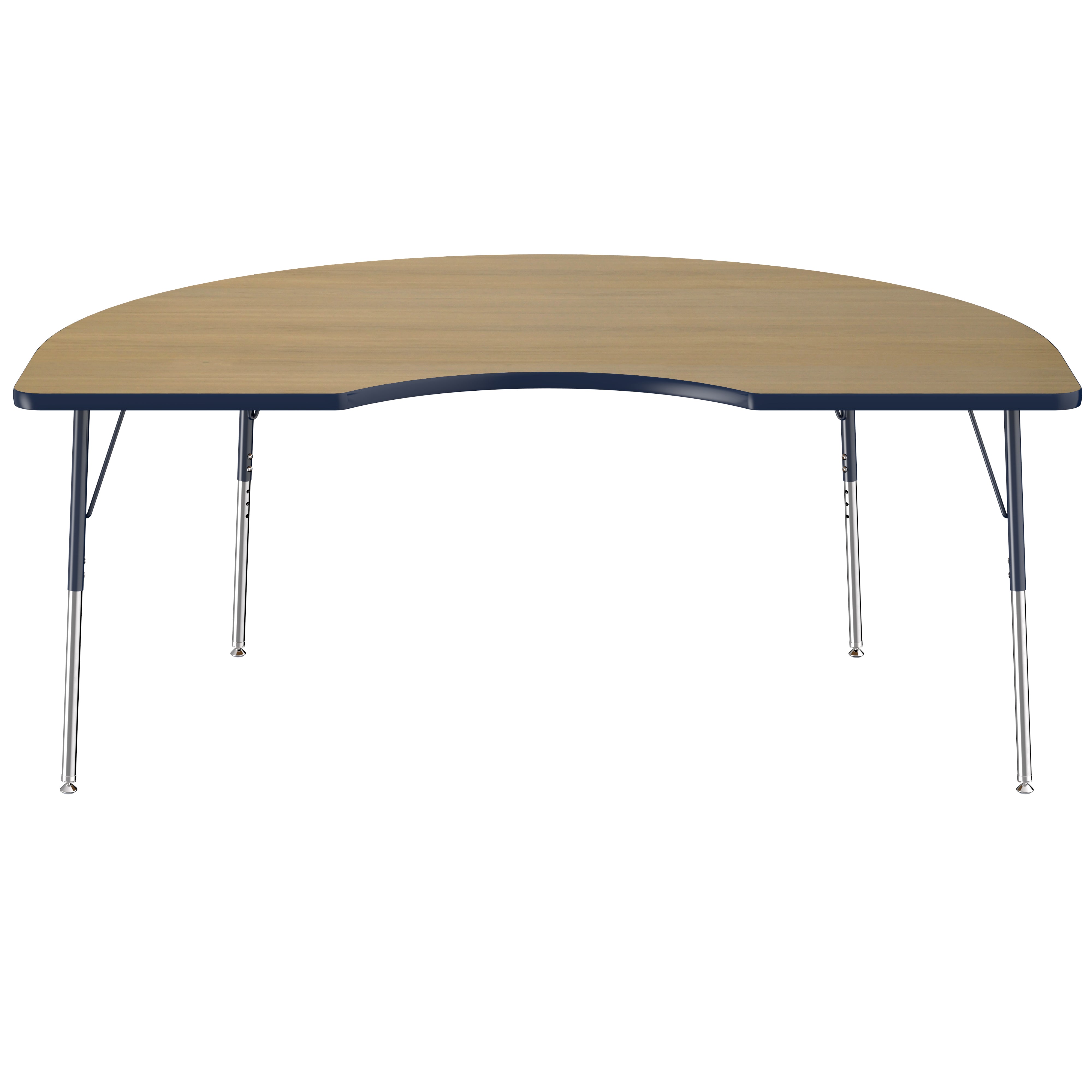 48" x 72" Kidney Thermofused Activity Table with Adjustable Standard Swivel Glide Legs - Pasadena Oak/Navy