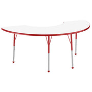 36" x 72" Half Moon Dry-Erase Activity Table with Adjustable Standard Ball Glide Legs - Whiteboard/Red