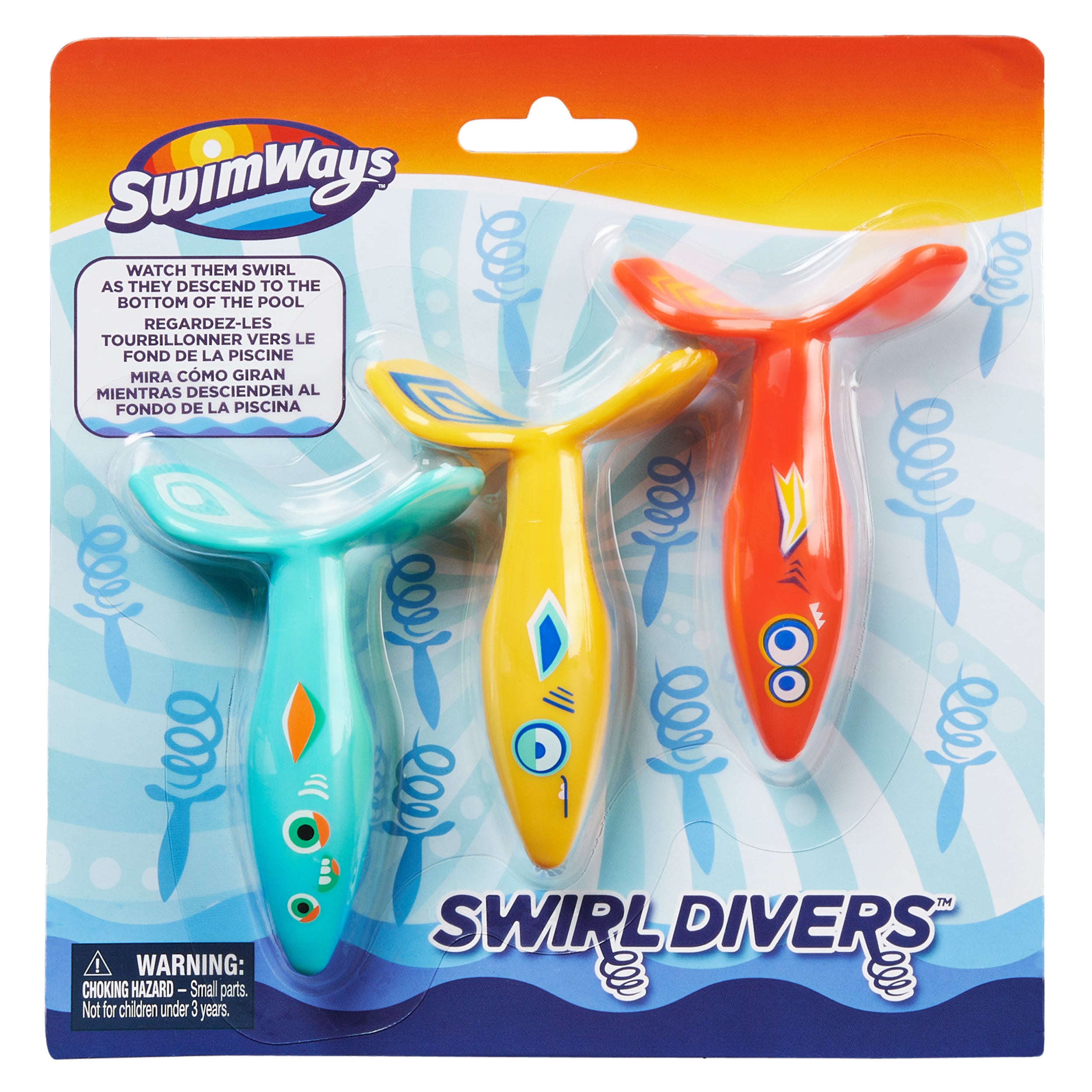 SwimWays Swirl Divers Kids Toys 3 Pack, Swimming Pool Accessories & Pool Party Supplies, Pool Diving Toys for Kids Ages 5 & Up