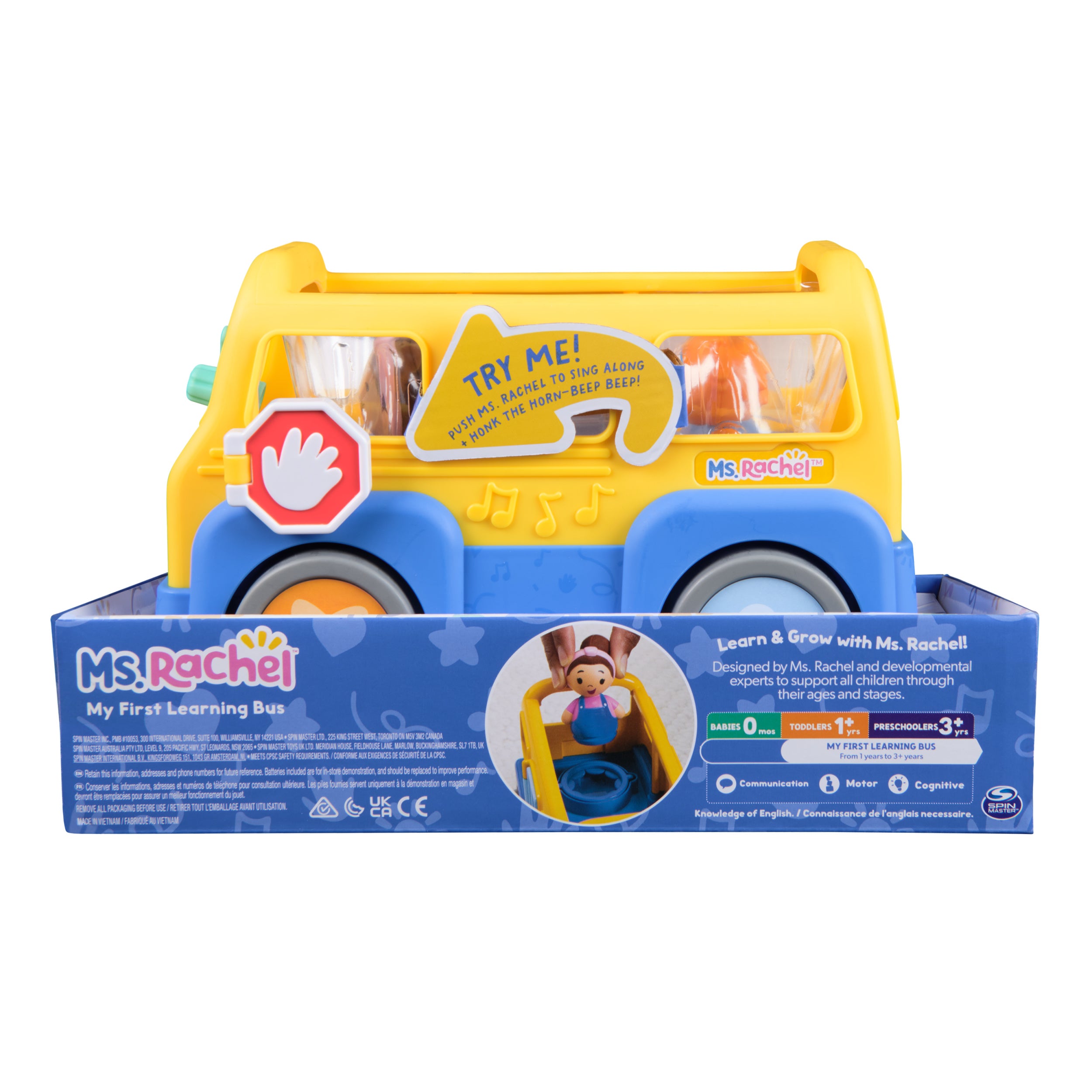 Ms. Rachel Official My First Learning Electronic School Bus with 2 Figures, Music & Sounds, Educational Toys & Toddler Toys for Girls & Boys Ages 1-3+