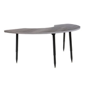Adapte 36" x 72" Half Moon Woodgrain Activity Table with Adjustable Tapered Legs - Gray Wood/Black