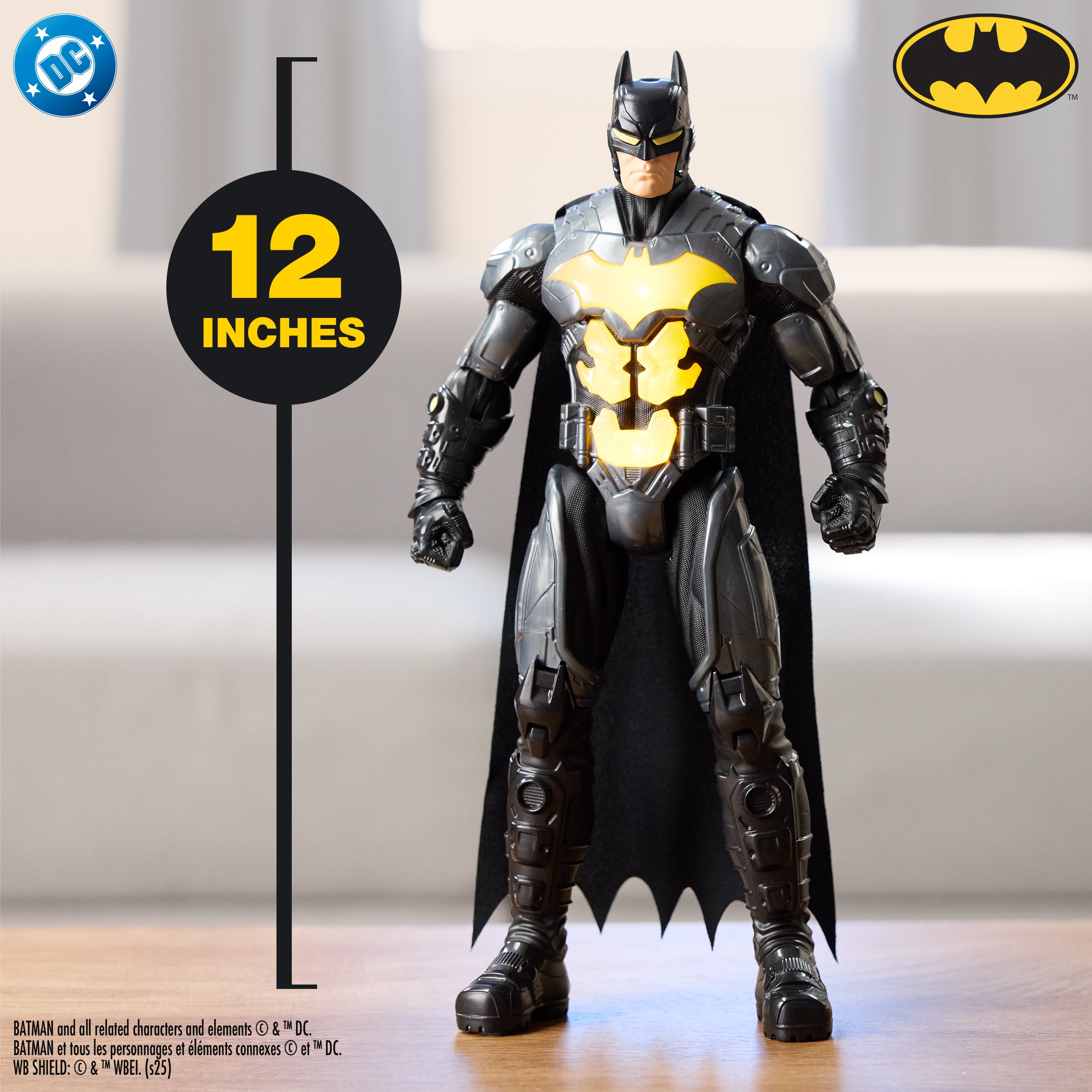 DC Comics, Batman Night Flare 12" Light Up Action Figure with 24 Sounds & Phrases, Super Hero Kids Toys for Boys & Girls Ages 4 & Up, Batteries Included