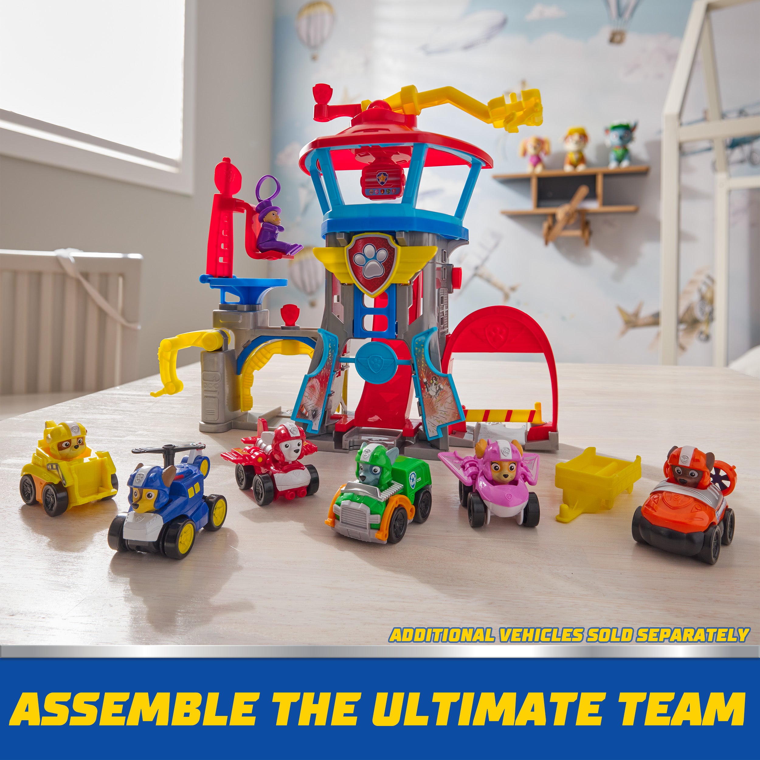 PAW Patrol: Air Rescue, Pup Squad Adventure Bay Airport Playset, with Chase Toy Car & PAW Patrol Vehicle Launcher, Kids Toys for Boys and Girls 3+