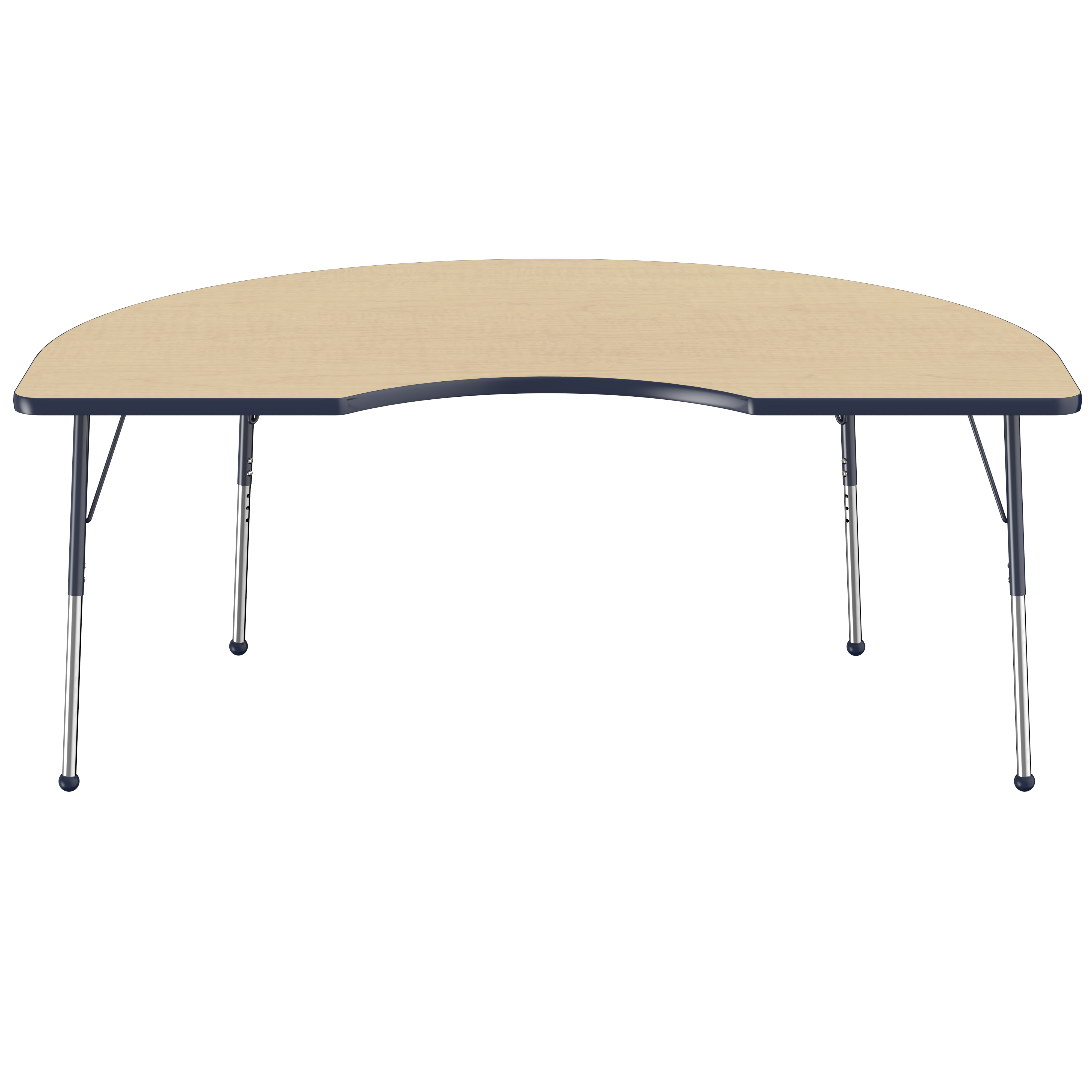 48" x 72" Kidney T-Molding Activity Table with Adjustable Standard Ball Glide Legs - Maple/Navy