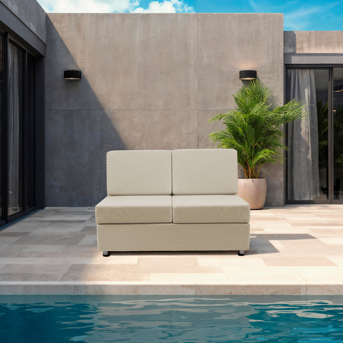 Outdoor Armless Sofa with Sunbrella - Spectrum Sand