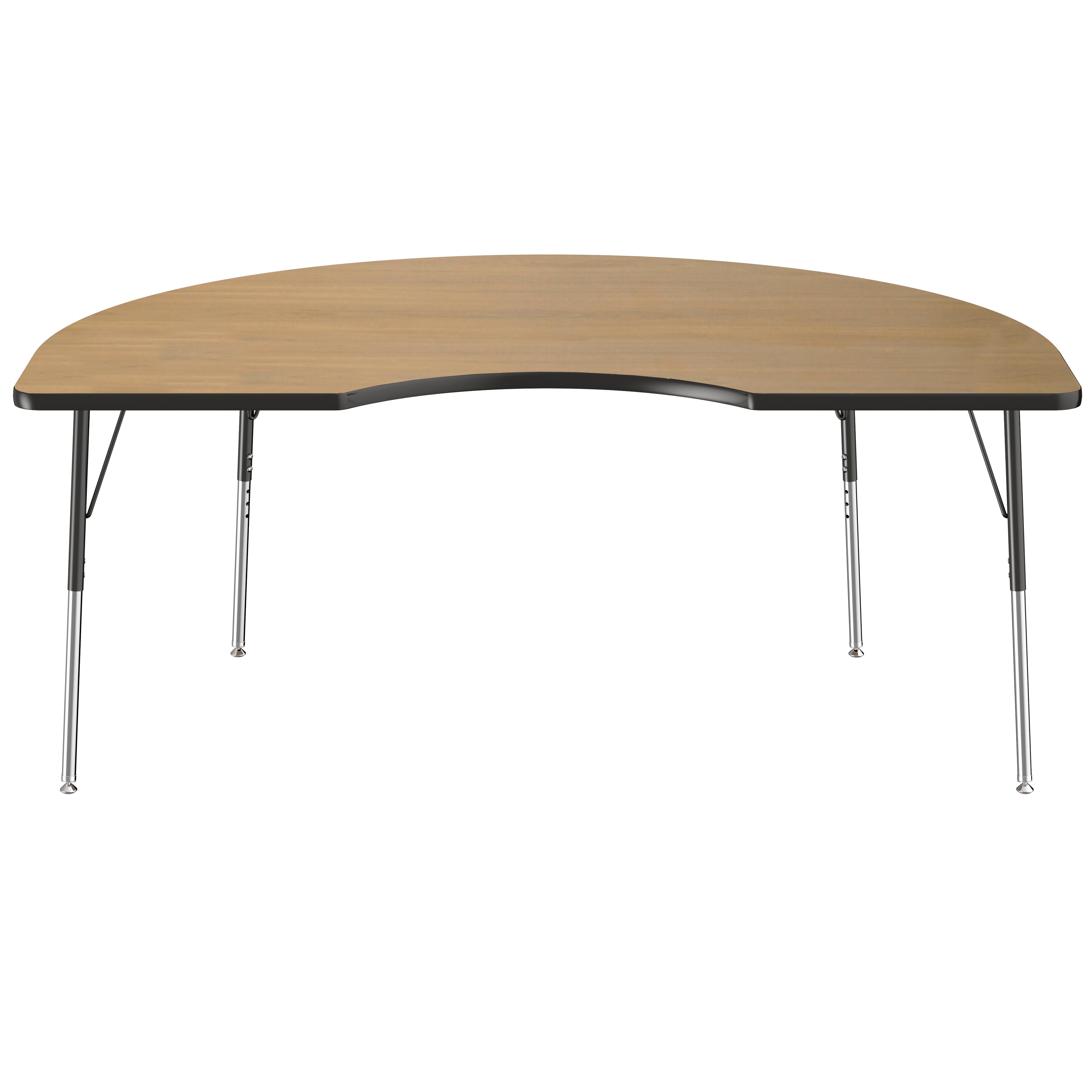 48" x 72" Kidney T-Molding Activity Table with Adjustable Standard Swivel Glide Legs - Pasadena Oak/Black