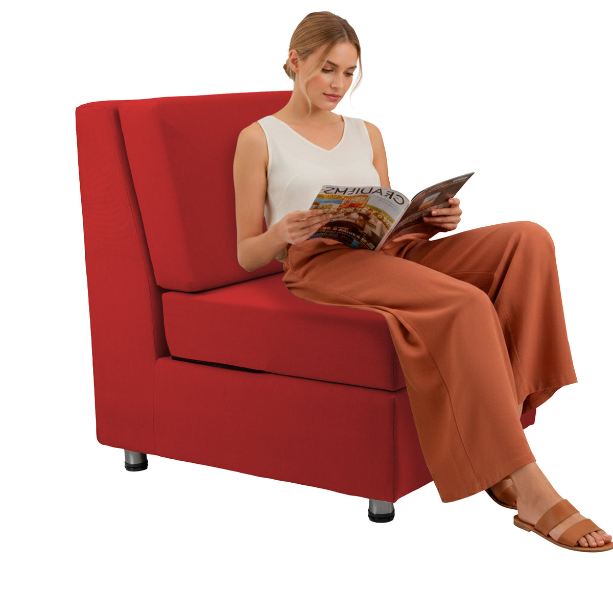 Outdoor Armless Chair with Sunbrella - Canvas Jockey Red