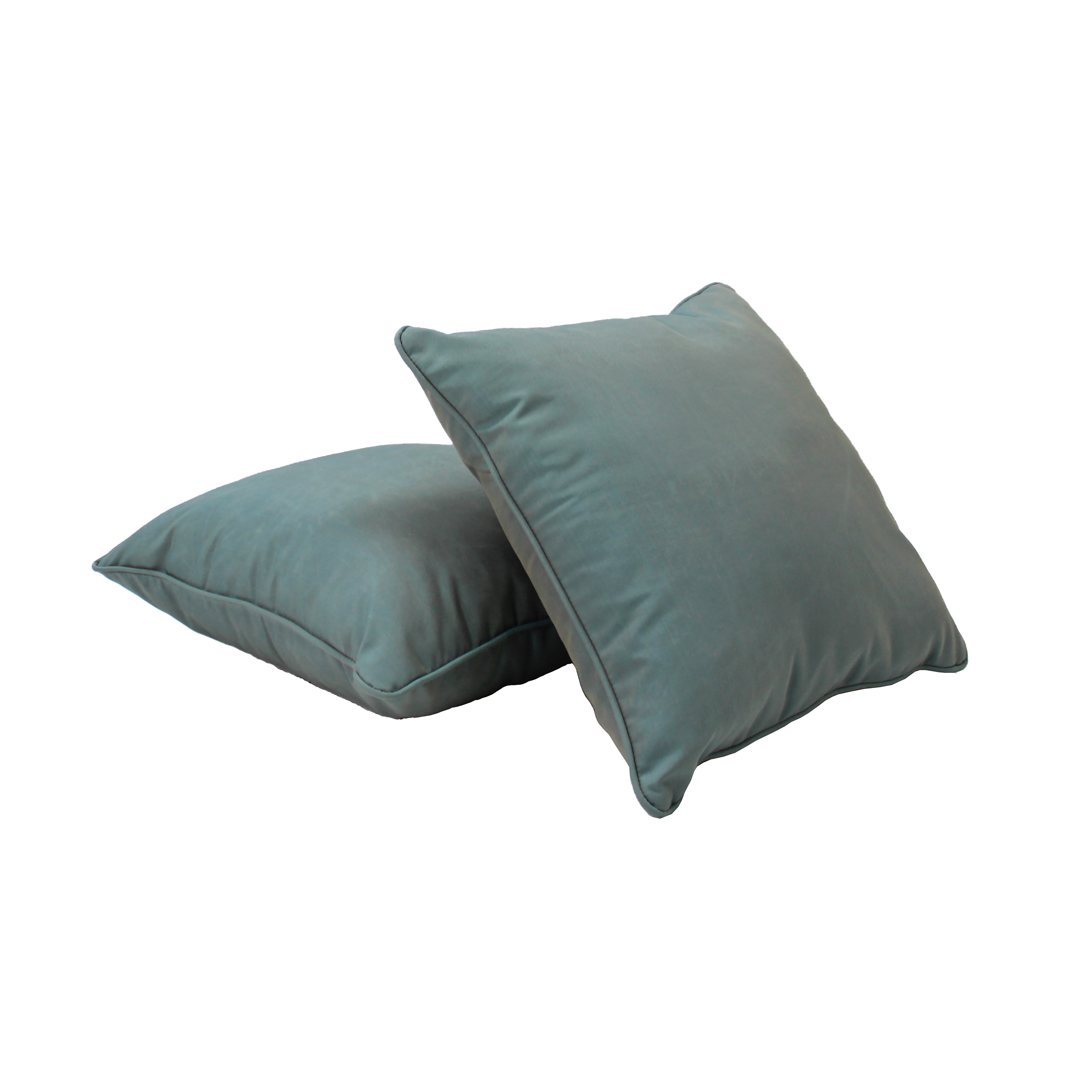 Presidio 15" x 15" Square Indoor/Outdoor Pillow with Piping, 2-Piece - Dusty Turquoise