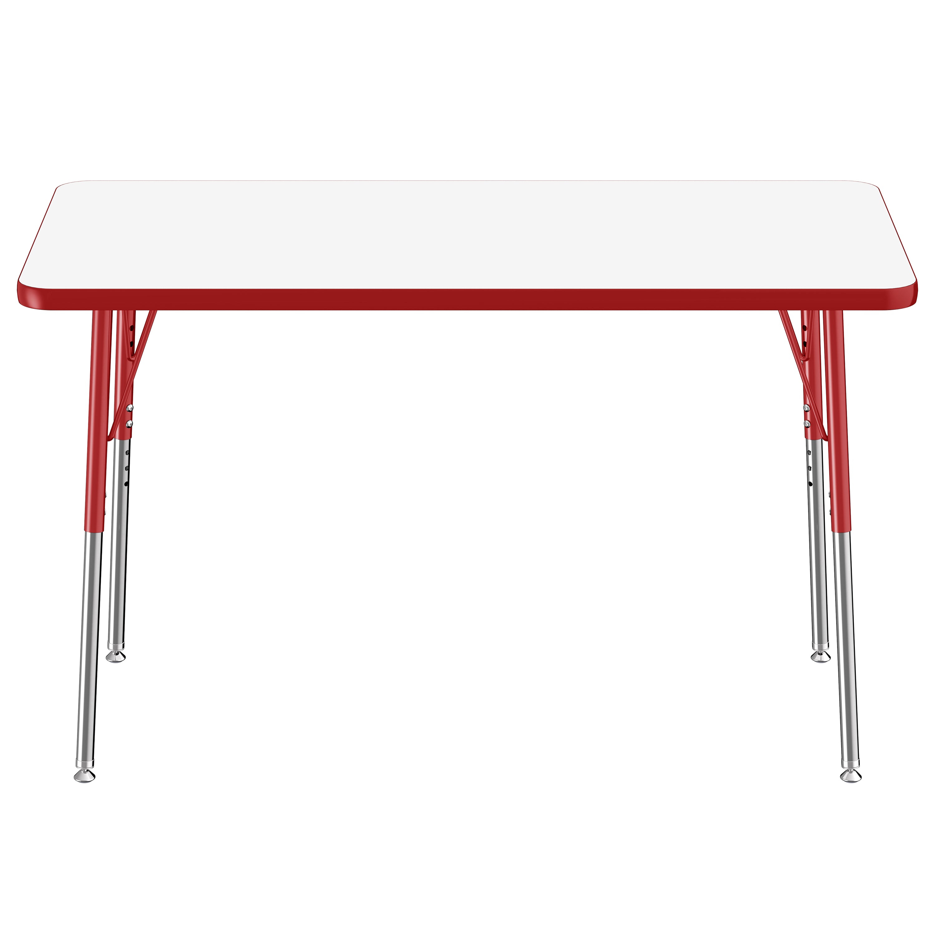 24" x 48" Rectangle Dry-Erase Activity Table with Adjustable Standard Swivel Glide Legs - Whiteboard/Red