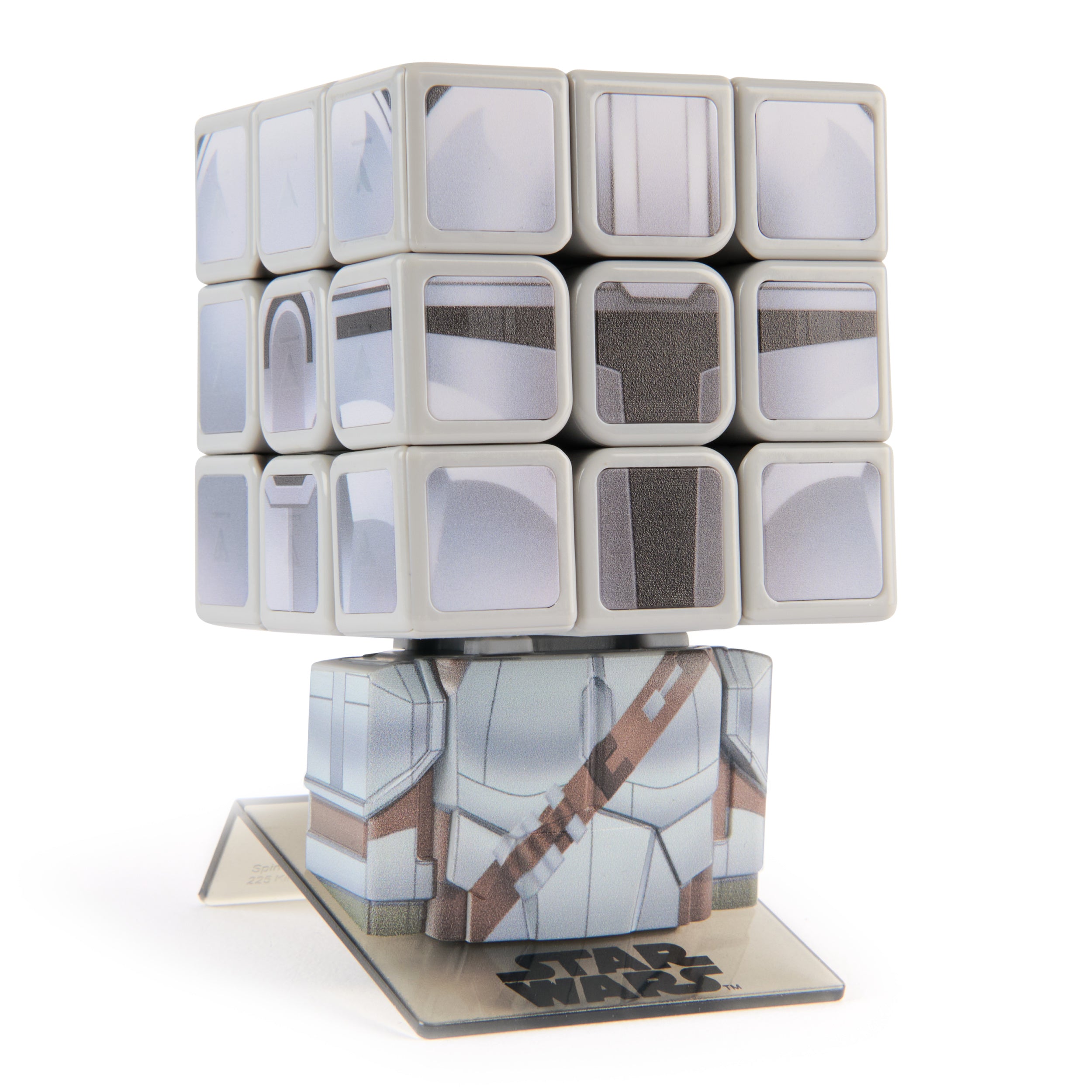 Rubik’s Cube, Star Wars Mandalorian Cuber with Display, The Mandalorian Problem-Solving Brain Teaser, Classic Color-Matching Puzzle, Fidget Toy for Kids, Collectible Star Wars Toy, for Ages 8 & Up