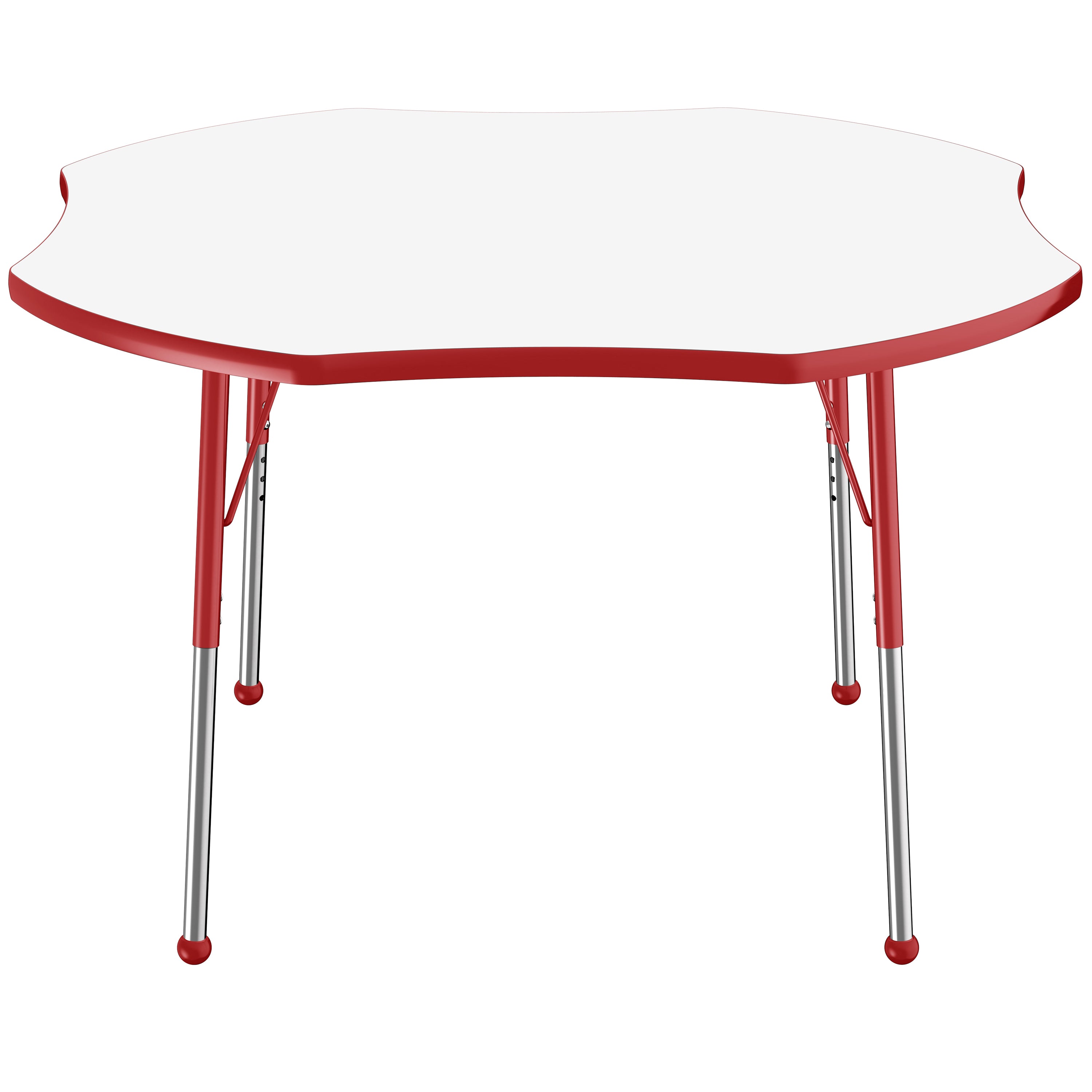 48" x 48" Clover Dry-Erase Activity Table with Adjustable Standard Ball Glide Legs - Whiteboard/Red