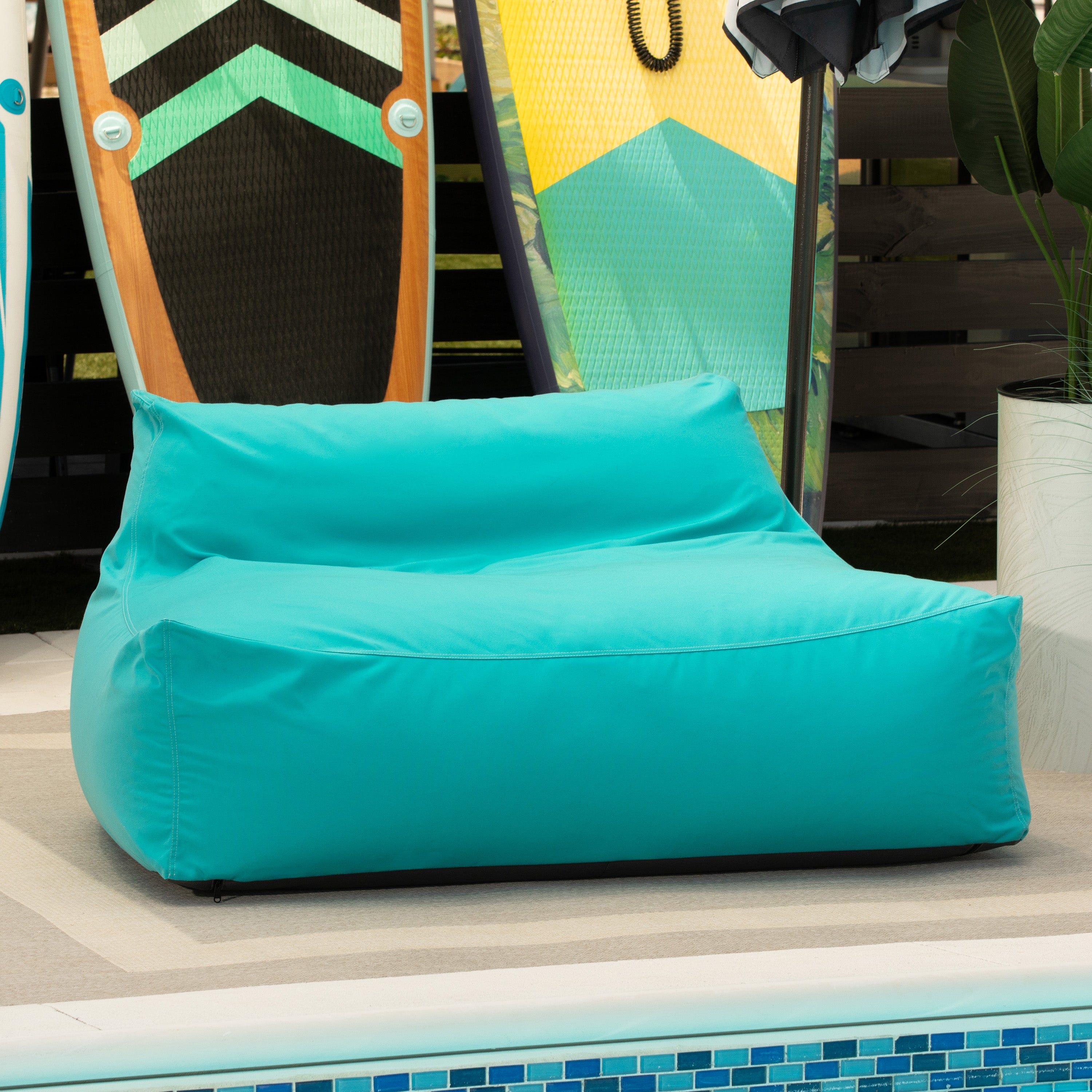 Jaxx Lavista Outdoor Bean Bag Loveseat / Modern Patio Sofa, Cancun