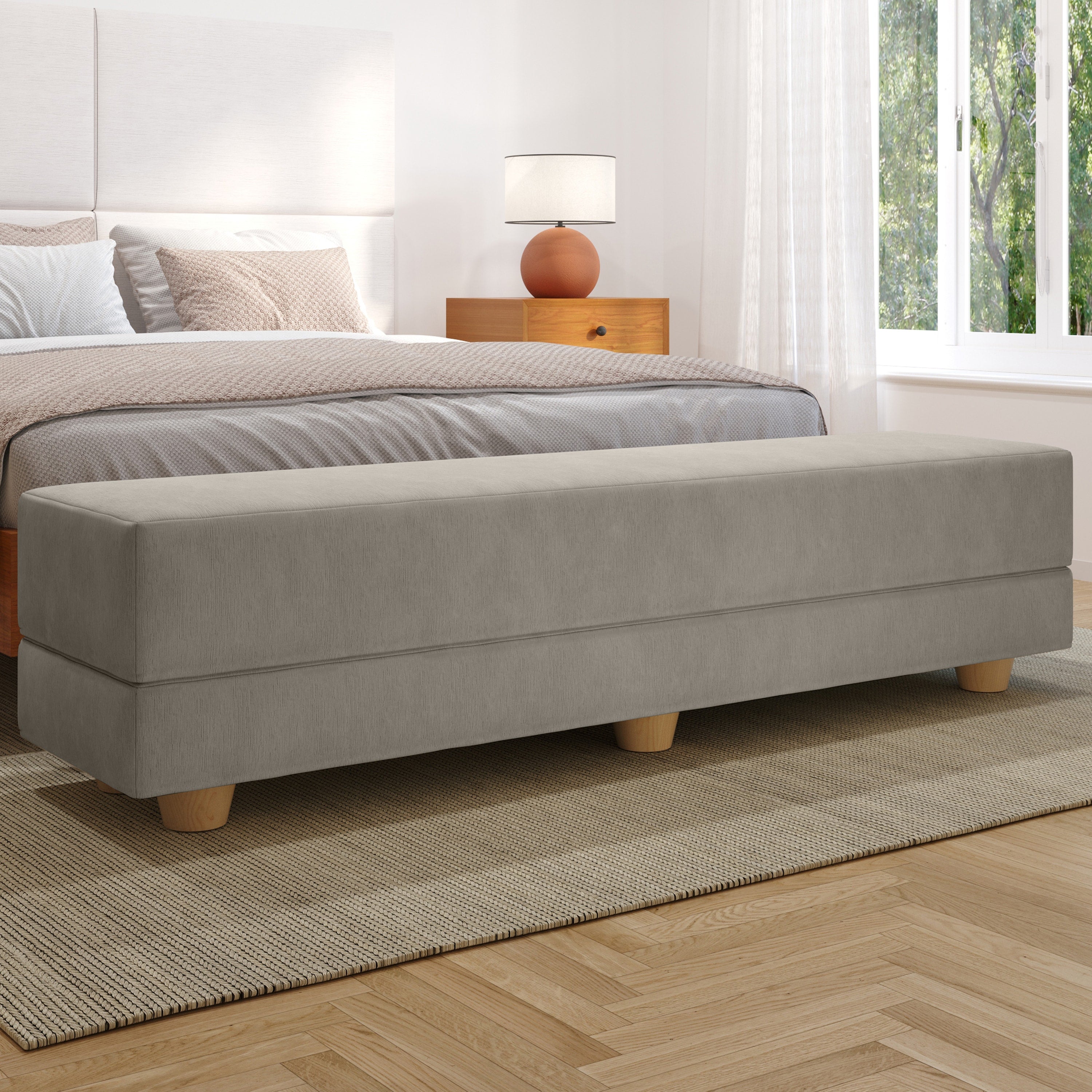 Jaxx Camden Convertible Bed Bench / Fold-Out Twin Guest Bed, Dove Grey