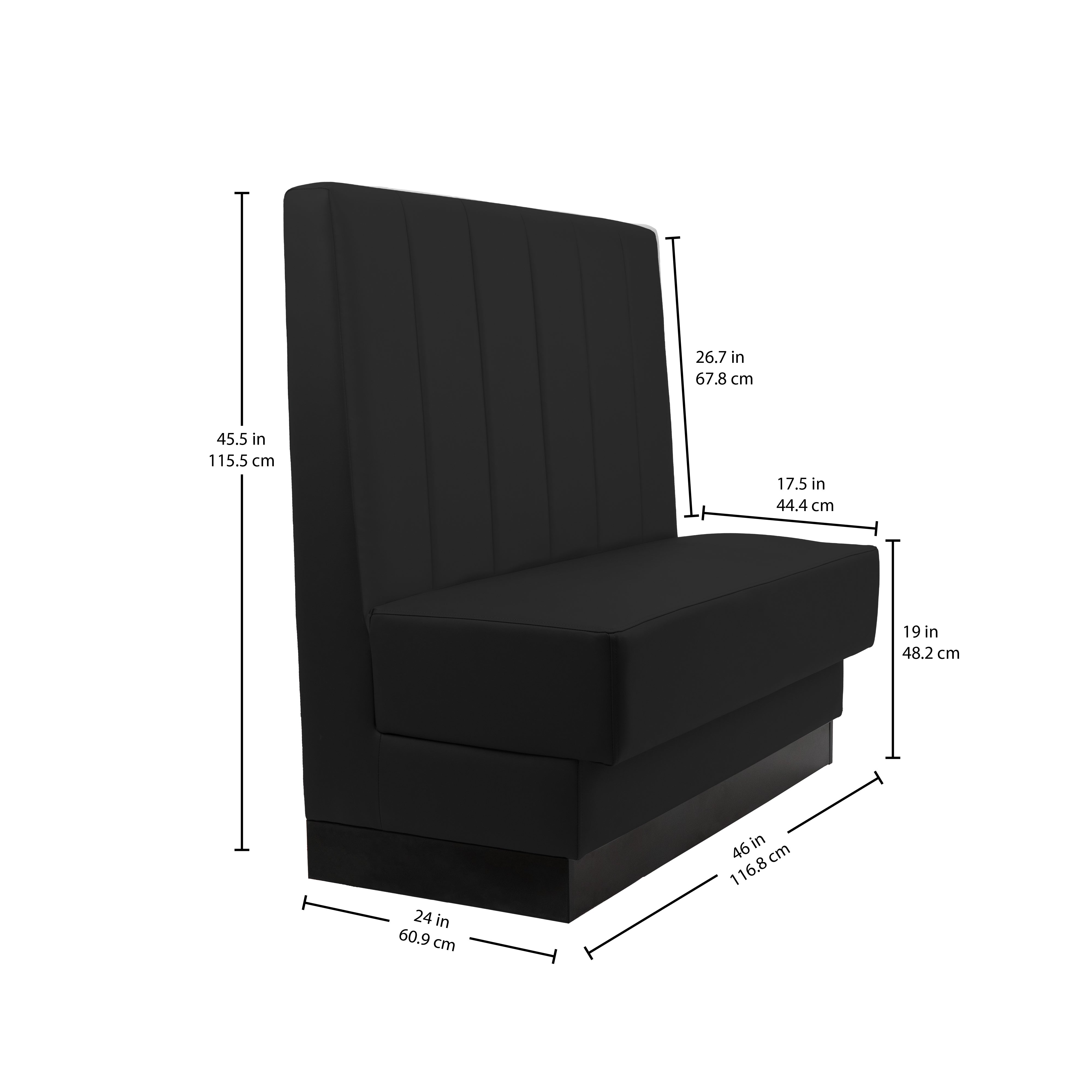 Pro Series Channel Back Single-Sided Restaurant Booth Seating - Black