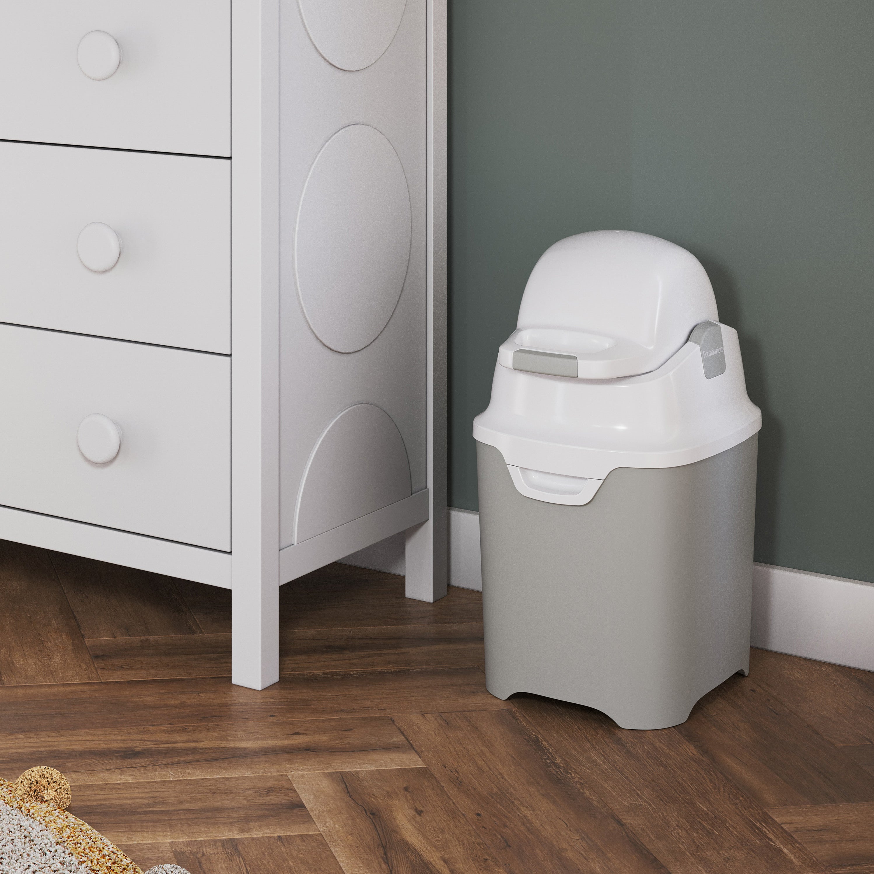 Foundations Mini Diaper Pail, Gray