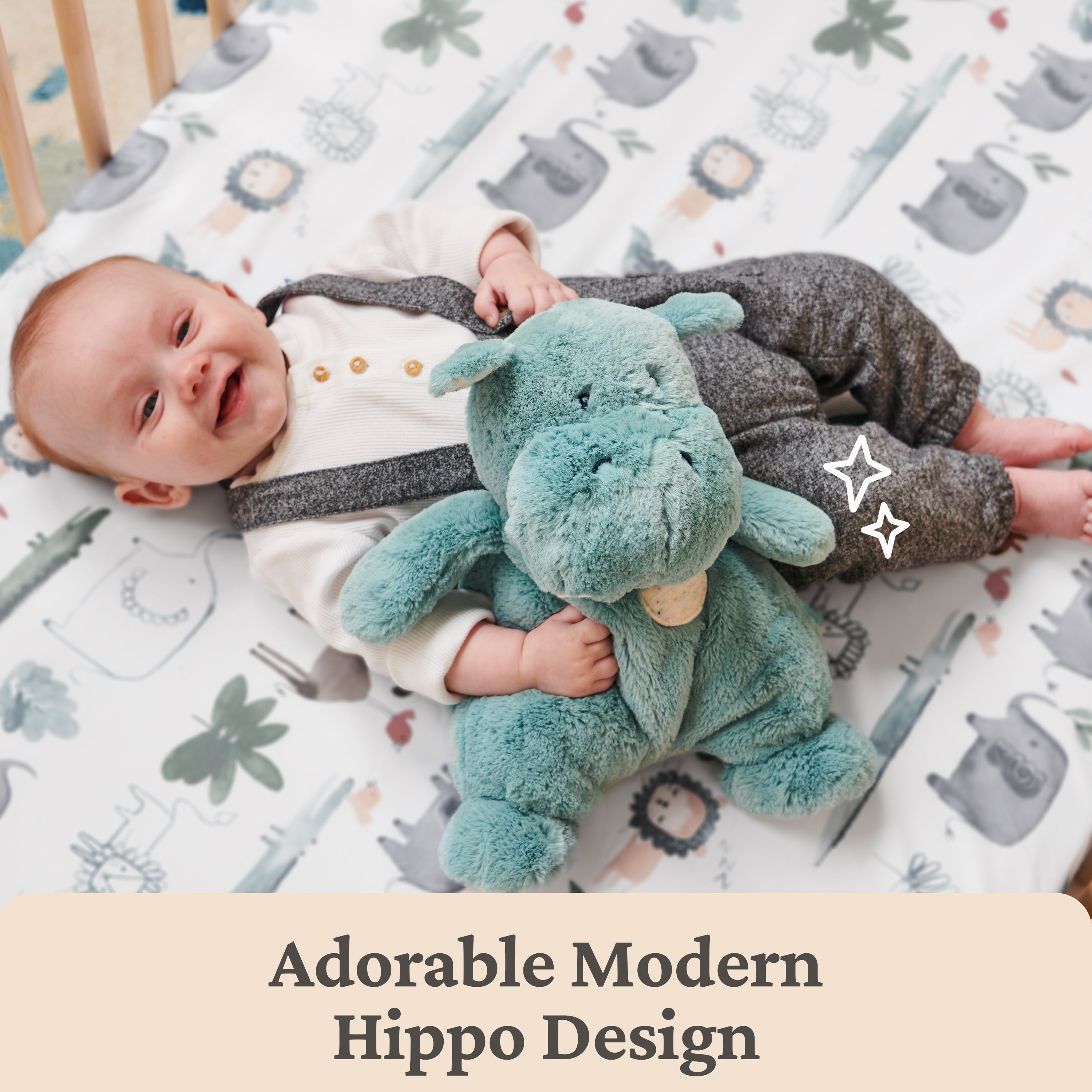 Baby GUND Oh So Snuggly Hippo Large Plush Stuffed Animal for Babies and Infants, Teal, 12.5”