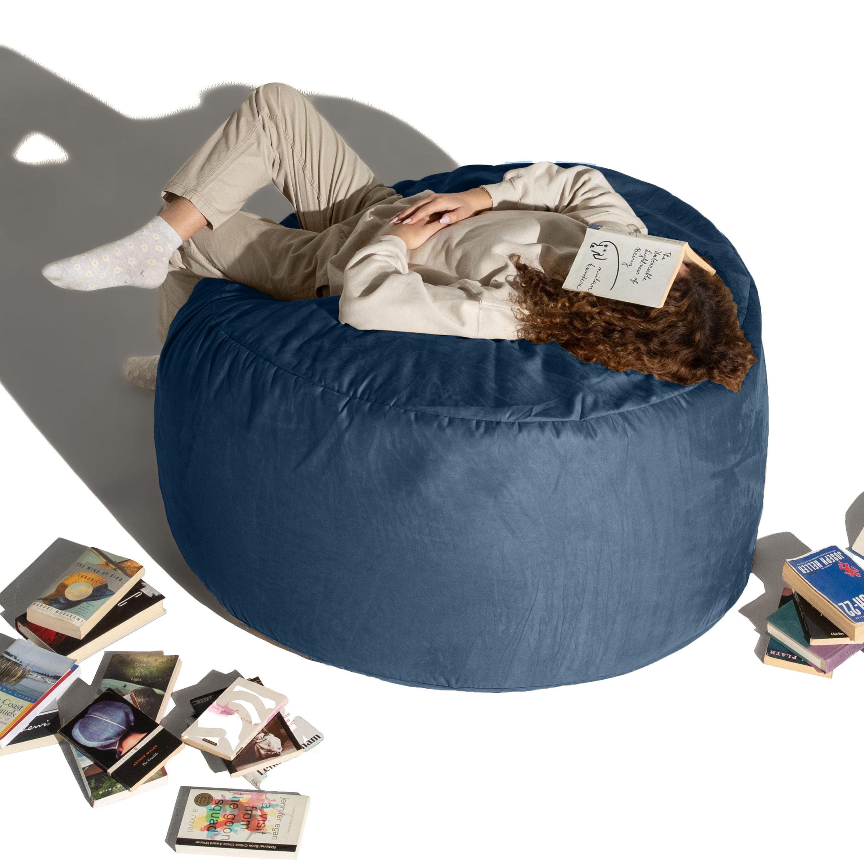 Jaxx 4 ft Round Bean Bag Chair for Adults, Mandarin