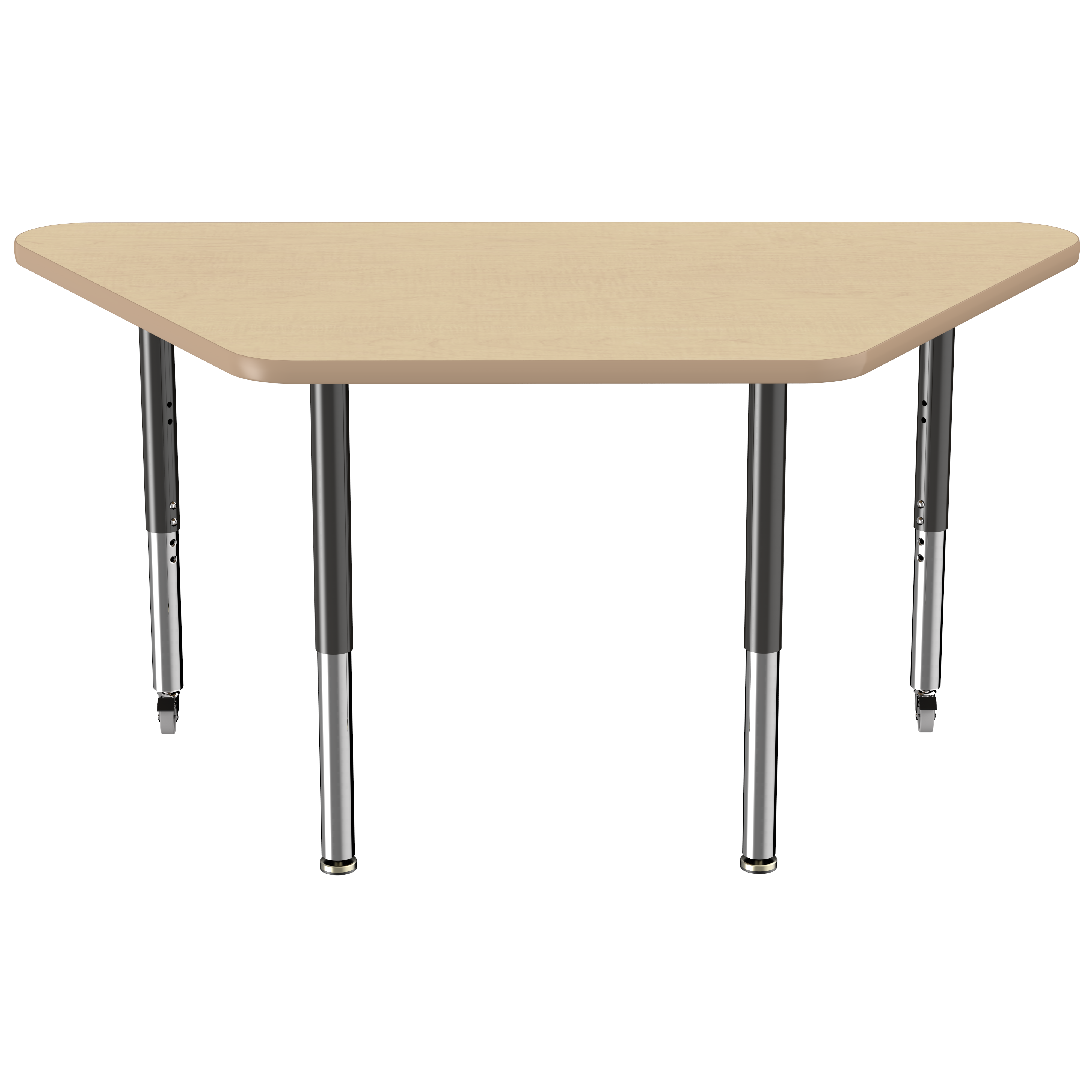 30" x 60" Trapezoid T-Molding Activity Table with Adjustable Super Legs - Maple/Maple/Black