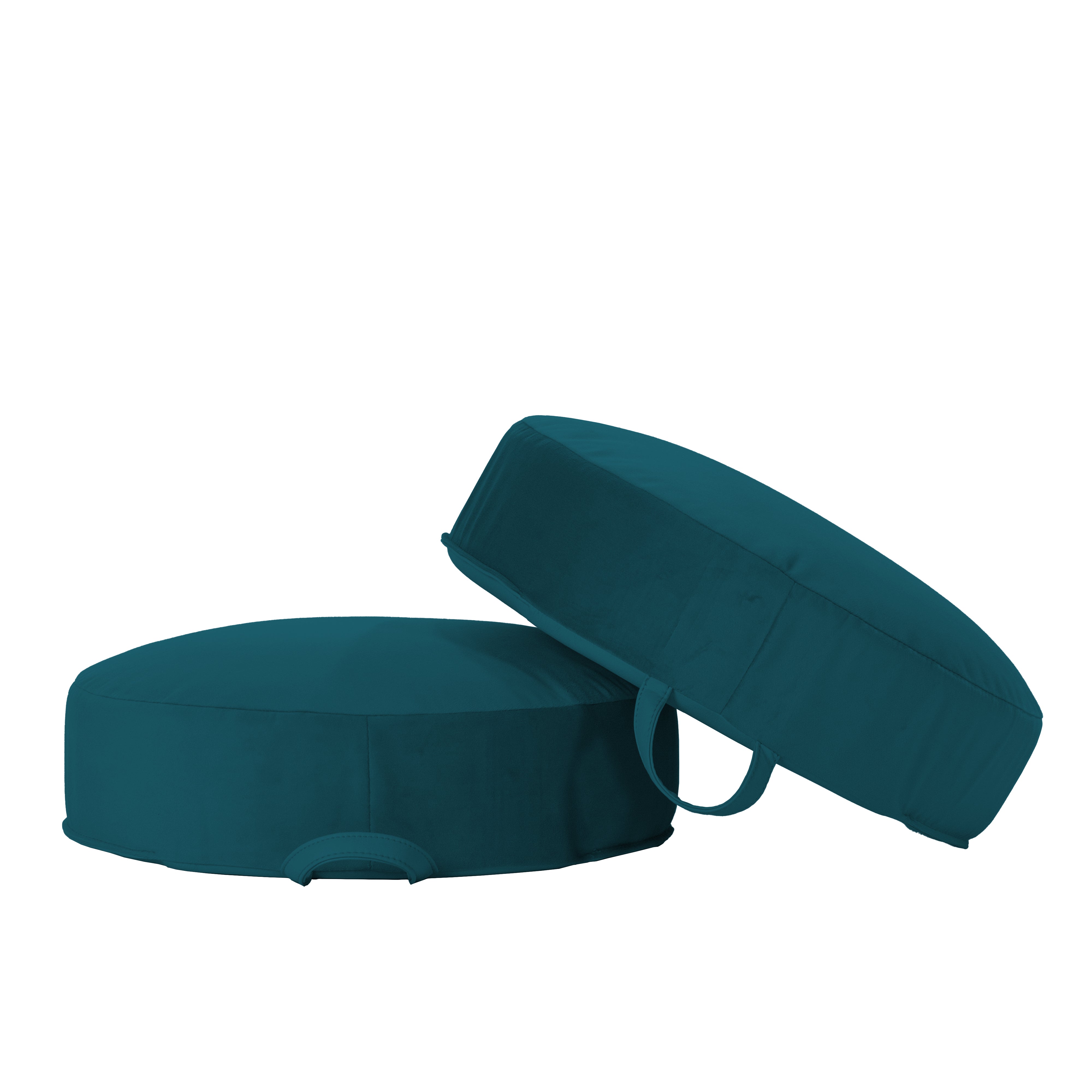 Overstuffed Microfiber Floor Cushions, 2-Piece - Peacock