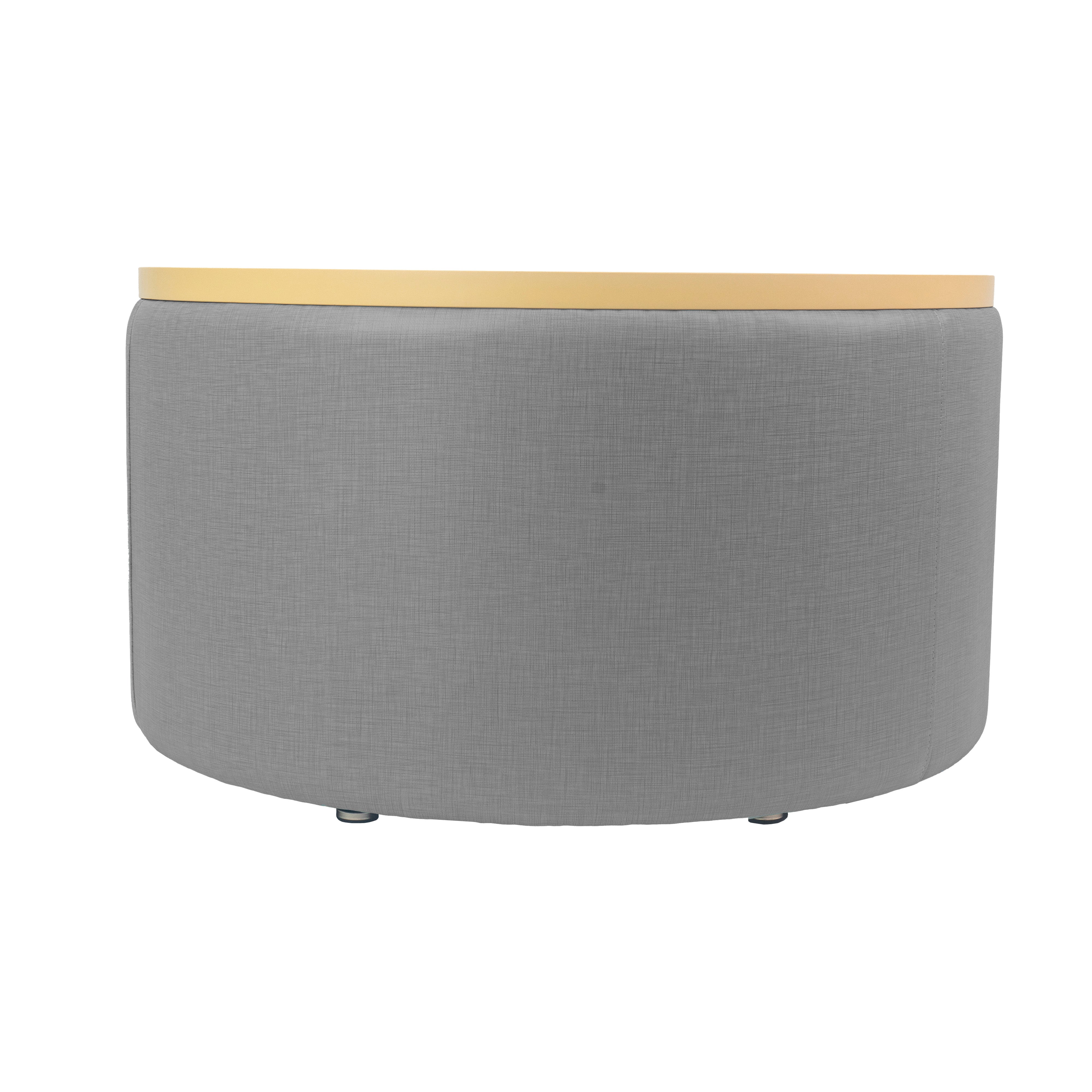 Pro Series Upholstered 30" Round Ottoman Table 18" Height - Slate Gray Crosshatch/Maple