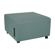 Pro Series Upholstered Square Mobile Ottoman with Tech Panel - Sky Blue Crosshatch