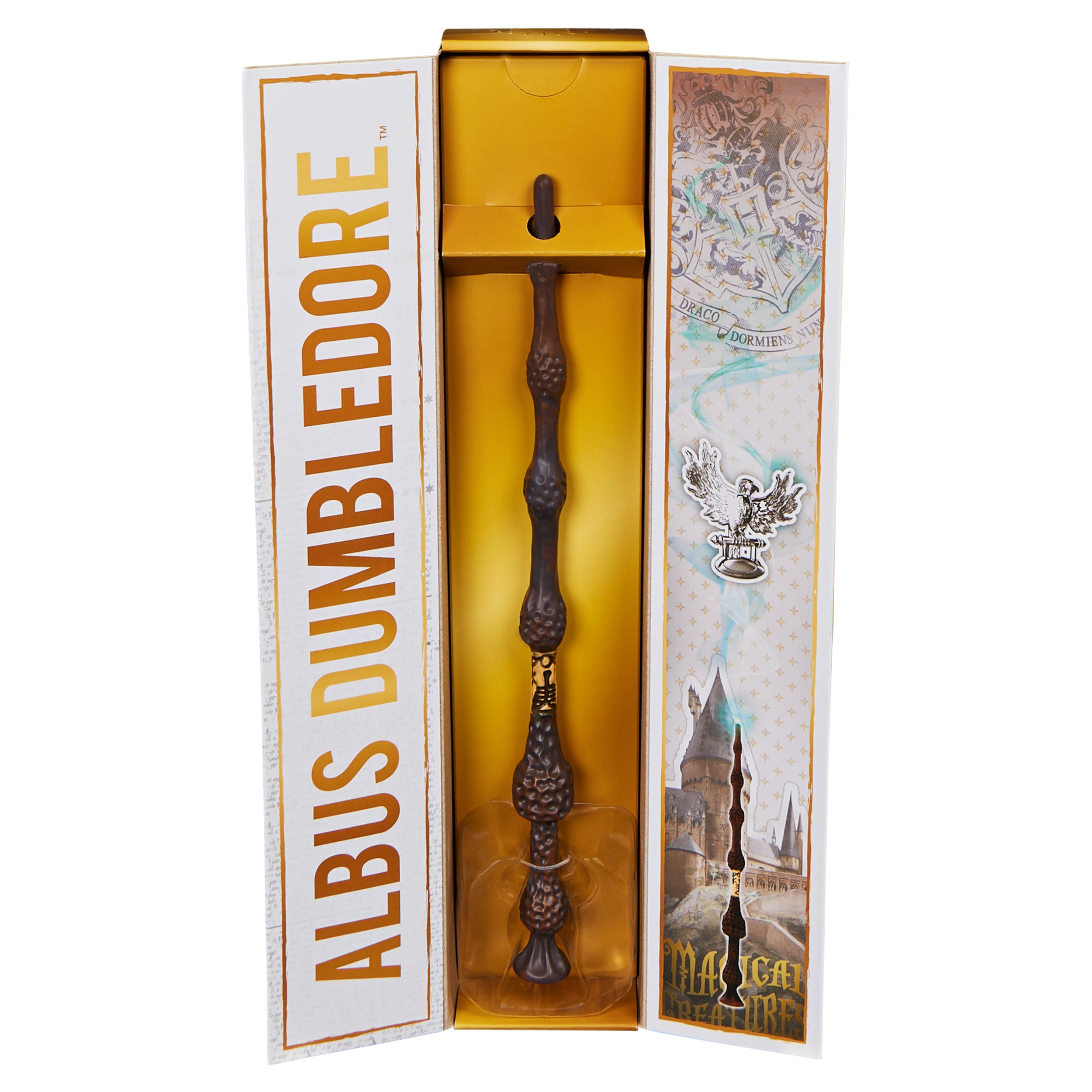Wizarding World Harry Potter, 12-inch Magical Collector Albus Dumbledore Wand with Stand & Die-cast Icon, Magical Creatures, Accessory for Halloween Costumes