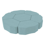 Pro Series Upholstered Bloom Ottoman 12" Height, 7-Piece - Sky Blue Crosshatch