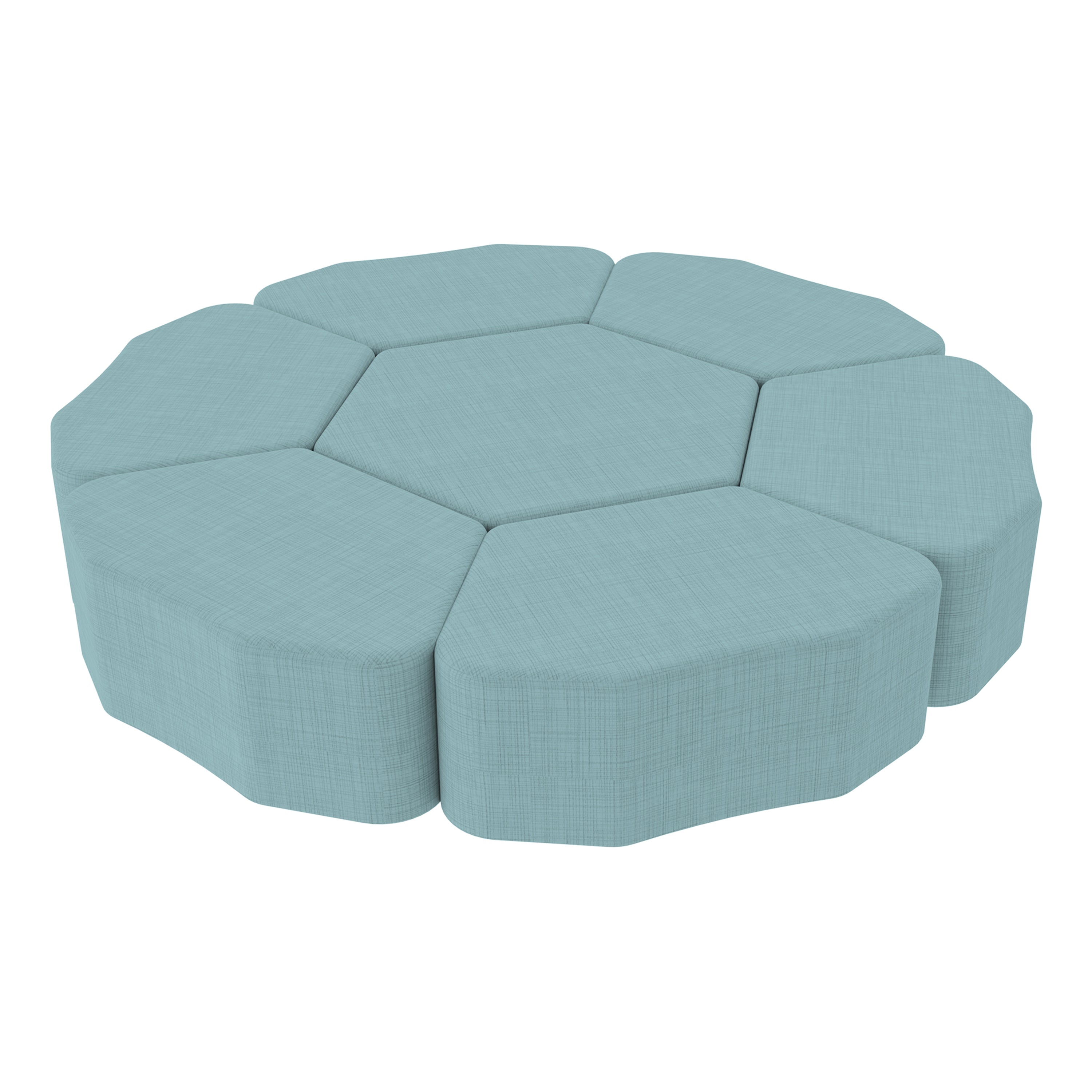 Pro Series Upholstered Bloom Ottoman 12" Height, 7-Piece - Sky Blue Crosshatch