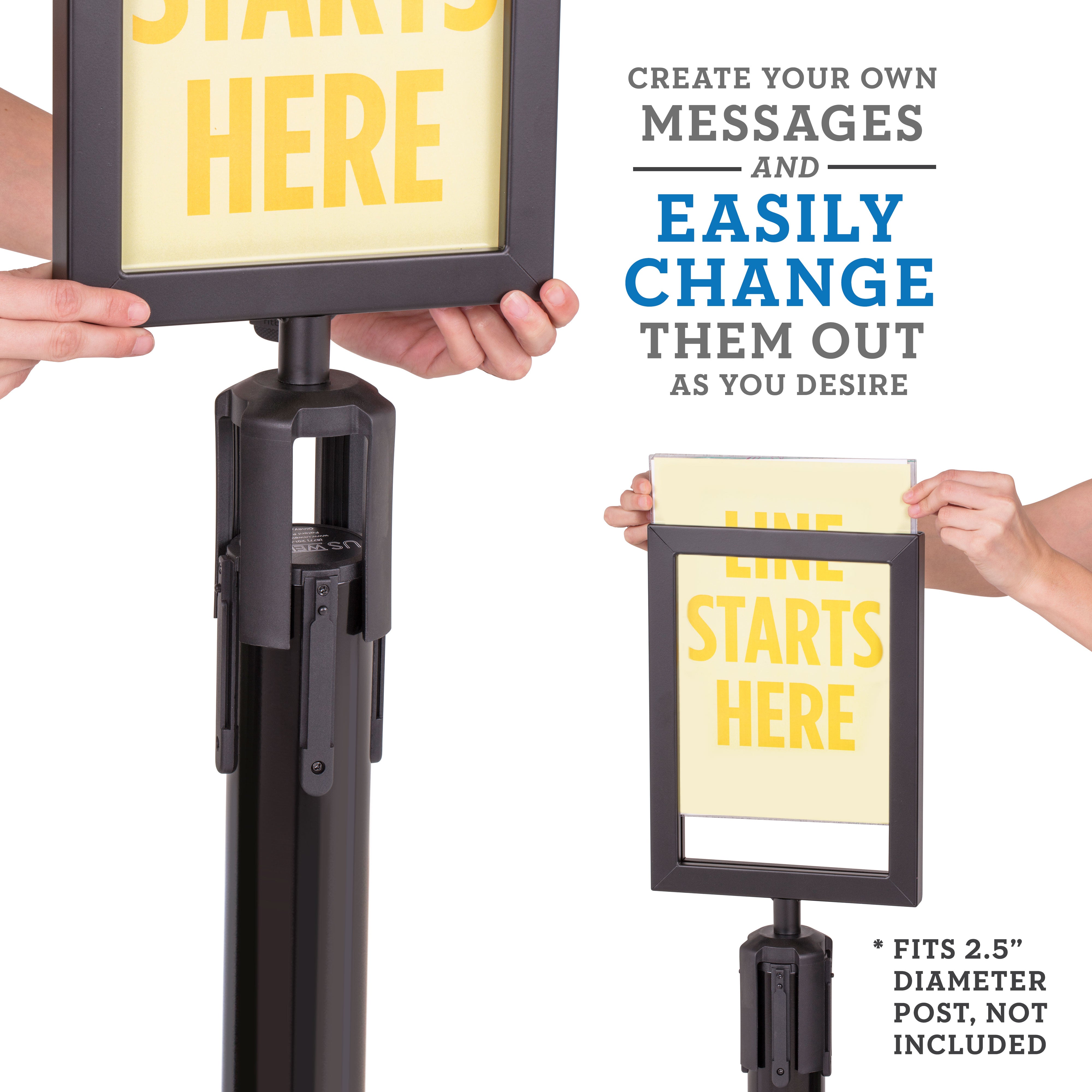 Sign Holder ‐ Black ‐ For Premium Steel Stanchions