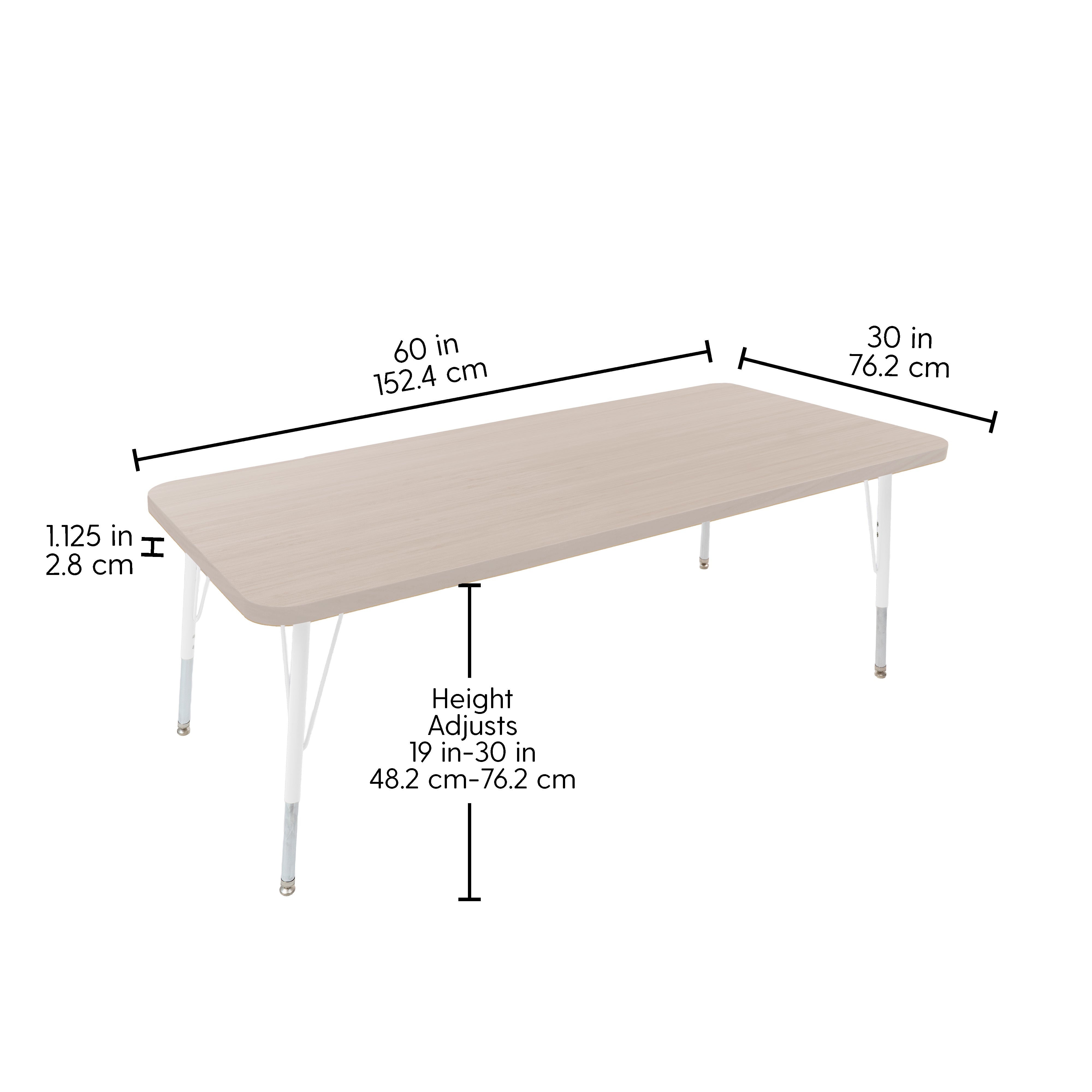 30" x 60" Rectangle Thermofused Woodgrain Activity Table with Standard Legs - Asian Sand/White
