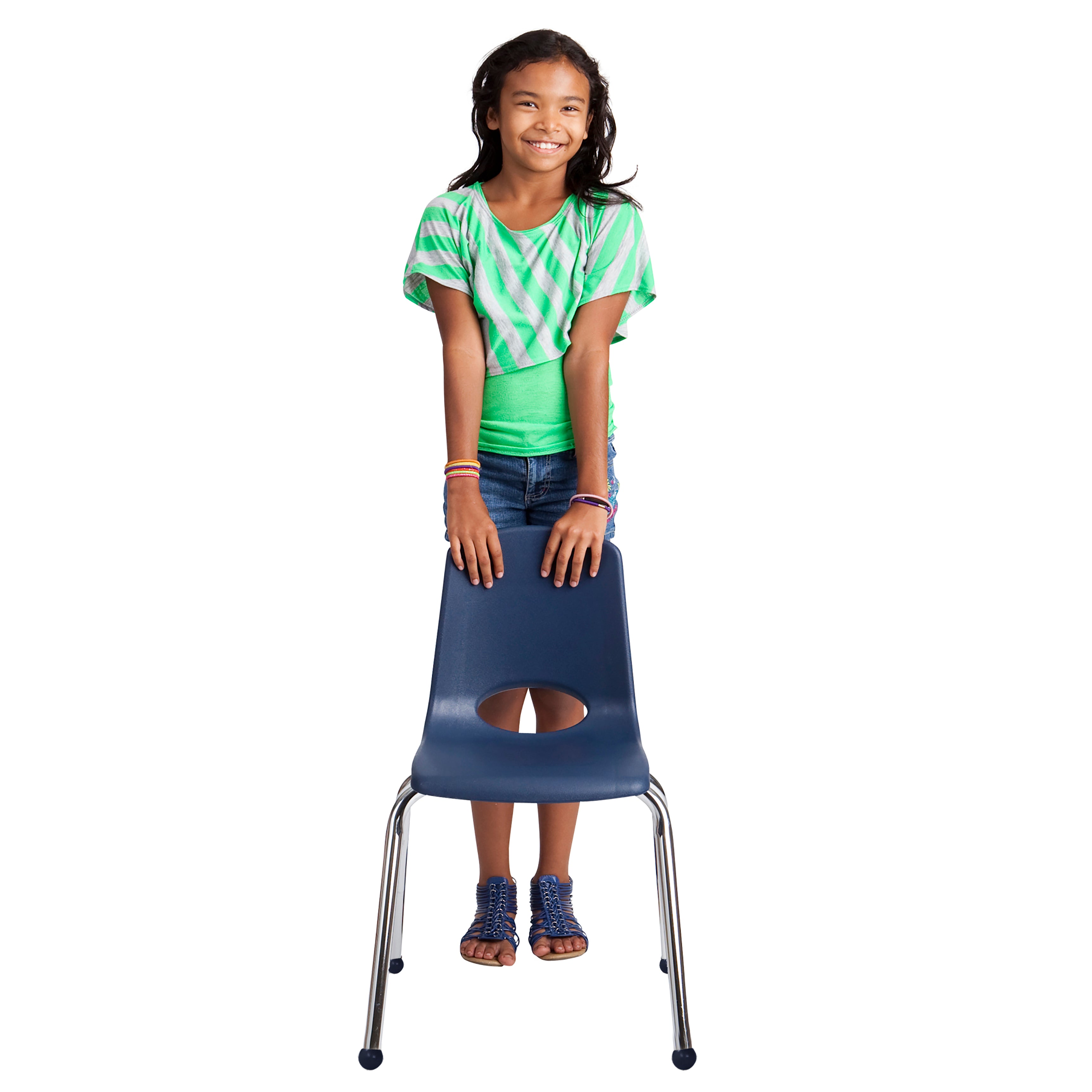 16" Stack Chair with Ball Glides - Navy