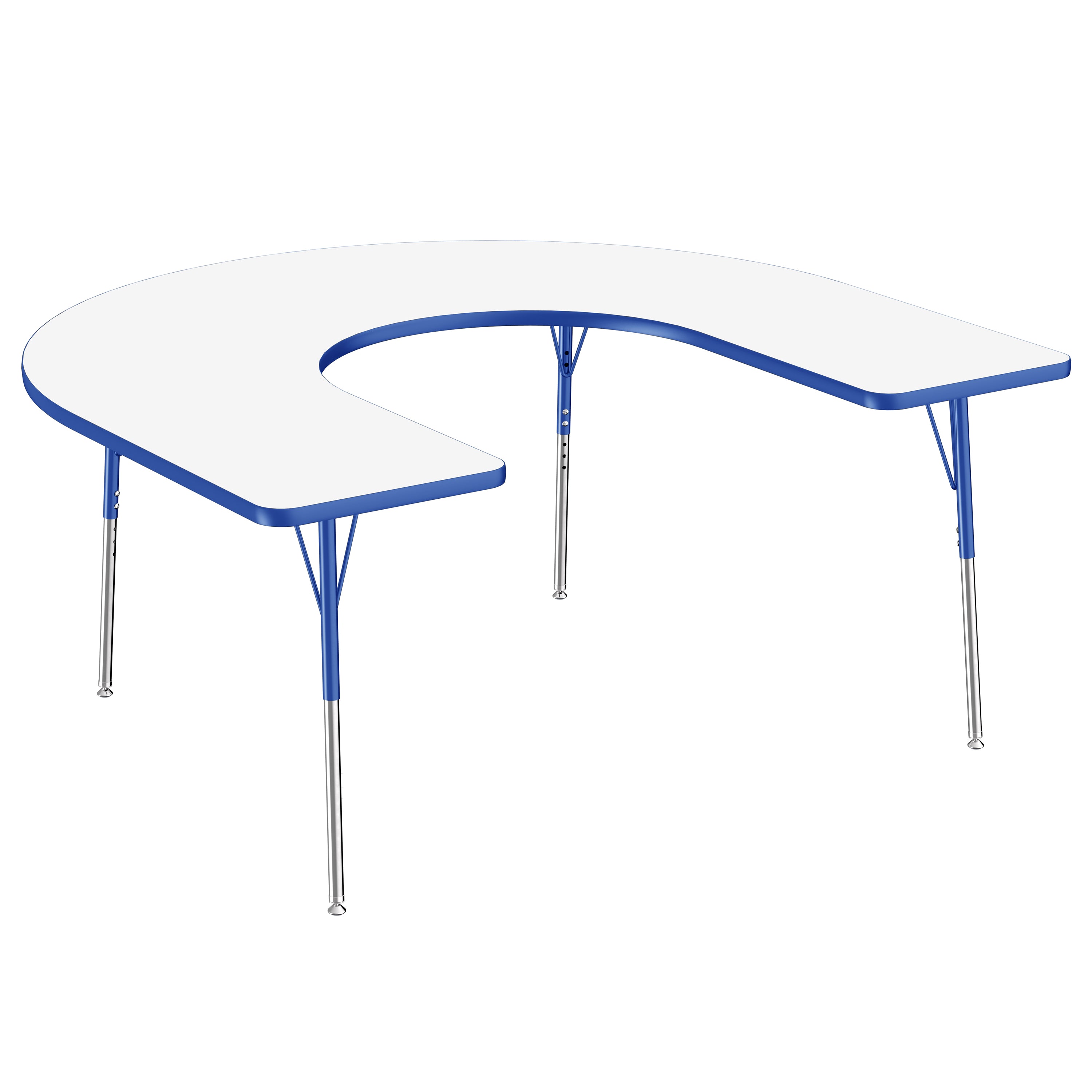 60" x 66" Horseshoe Dry-Erase Activity Table with Adjustable Standard Swivel Glide Legs - Whiteboard/Blue
