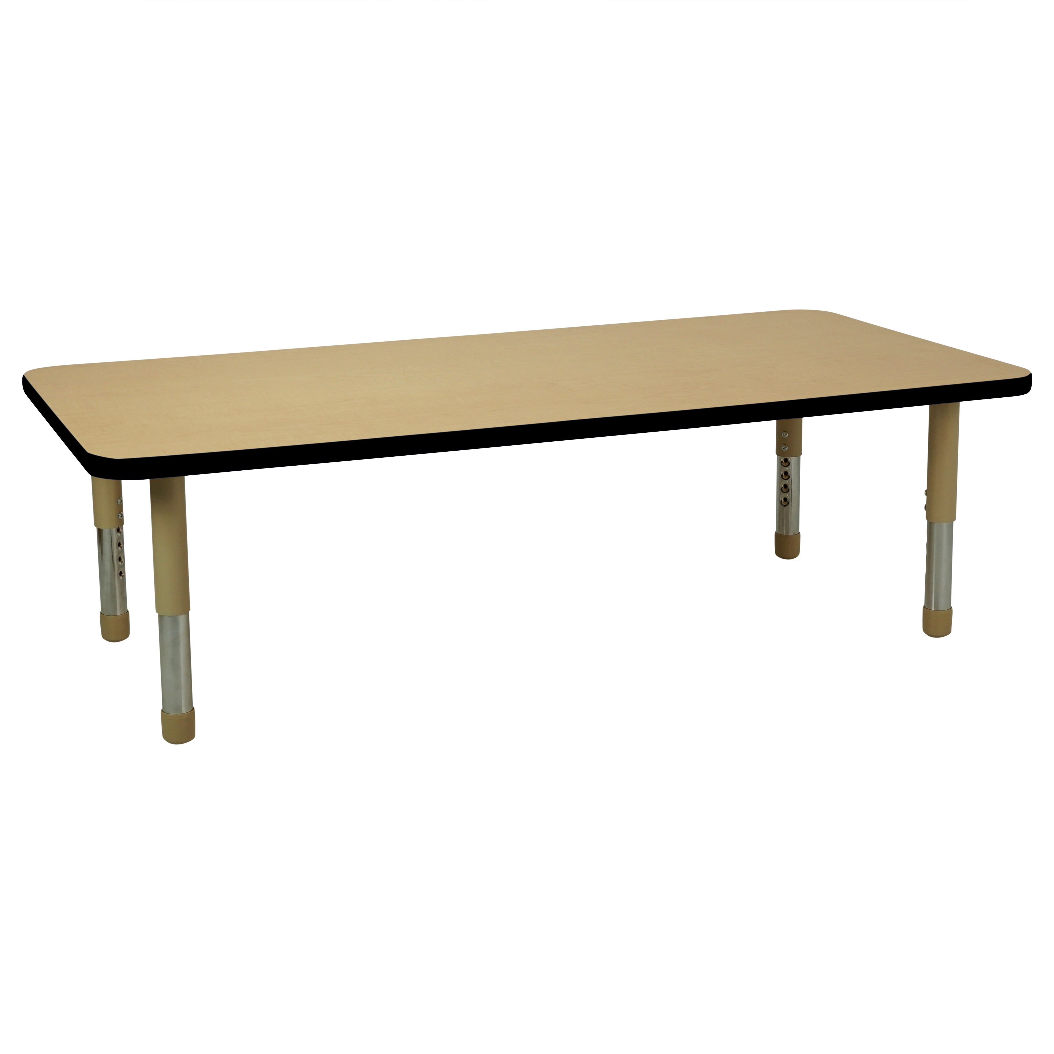 30" x 60" Rectangle T-Molding Activity Table with Adjustable Tiny Tot Legs - Maple/Black/Sand