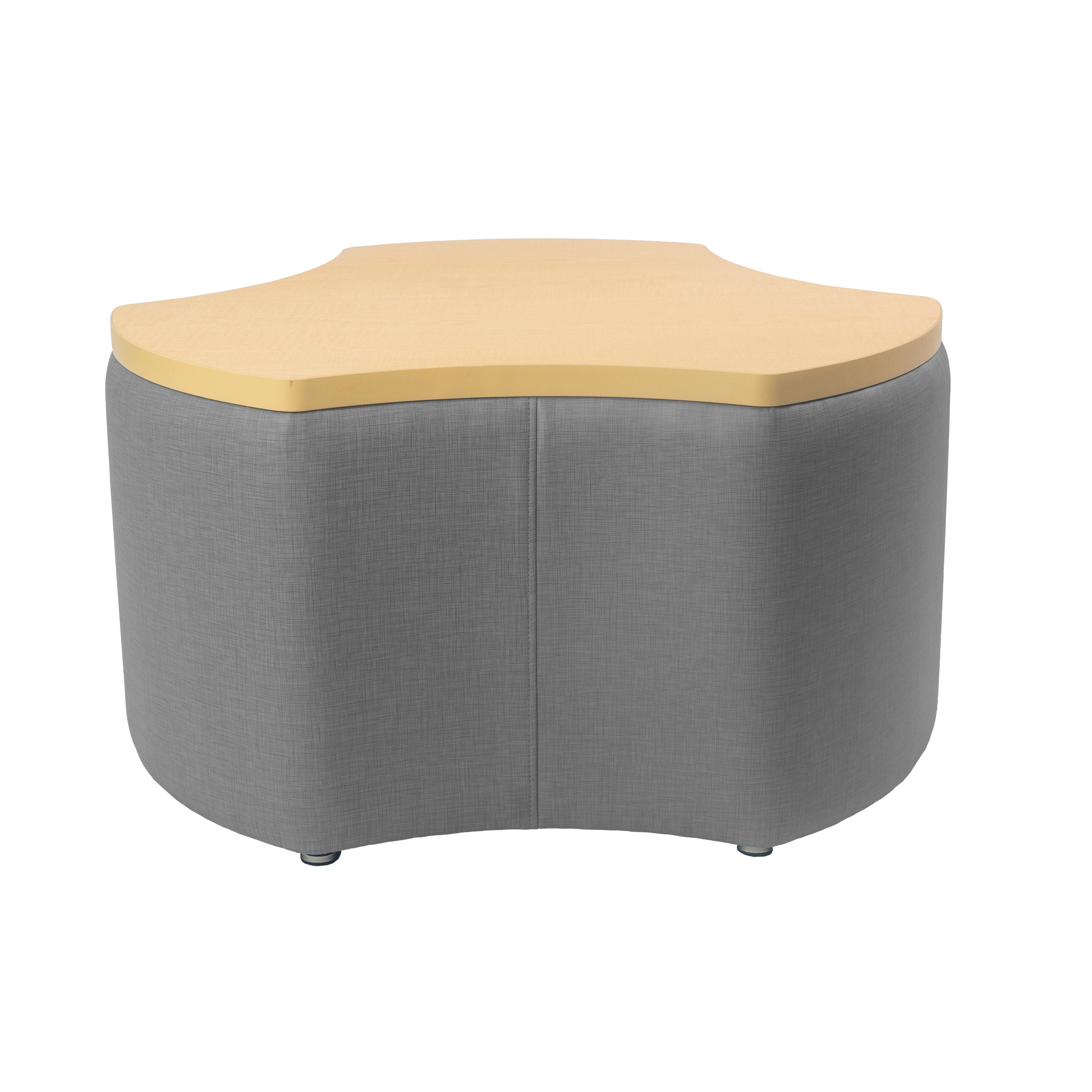 Pro Series Upholstered Cog Ottoman Table 18" Height - Slate Gray Crosshatch/Maple