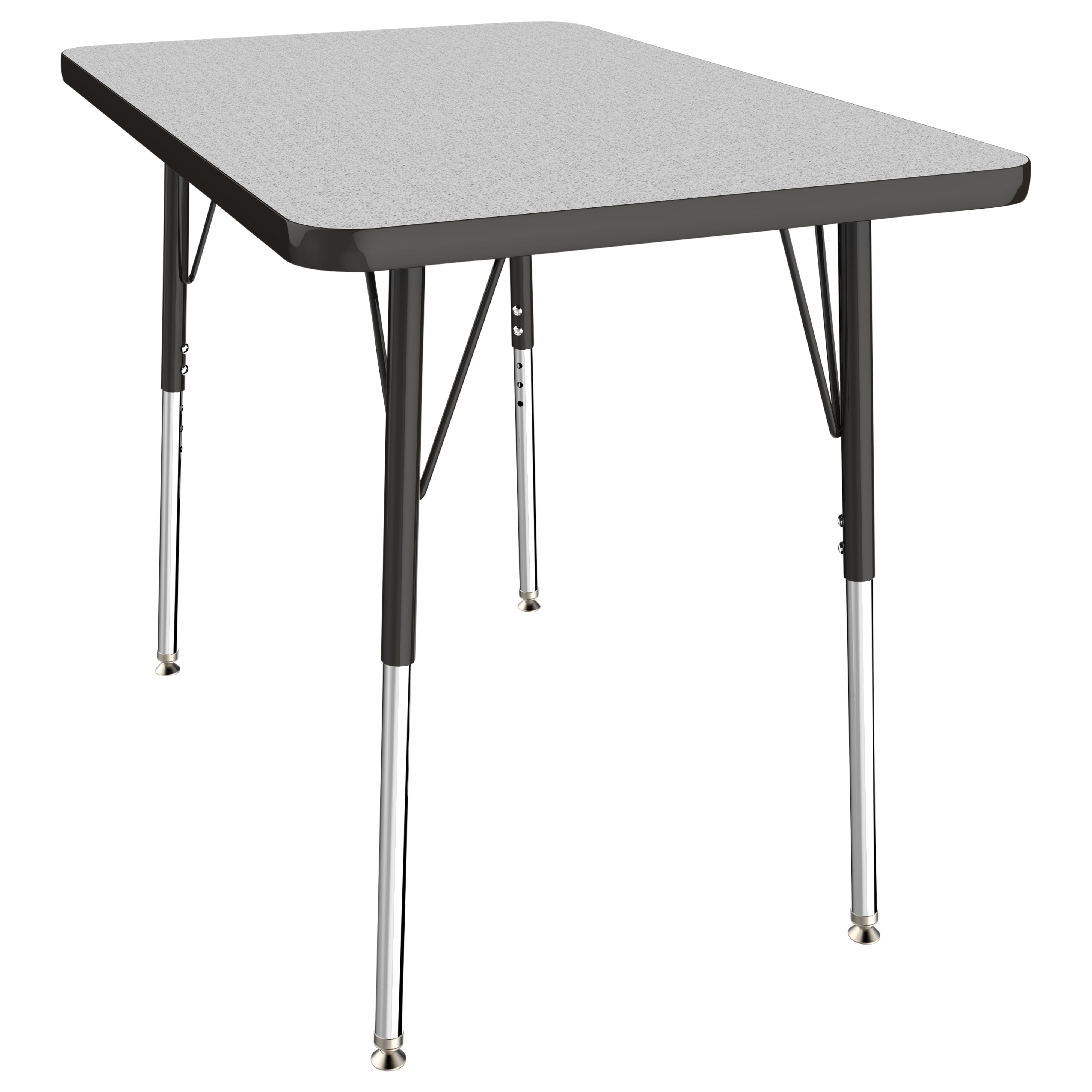 24" x 36" Rectangle T-Molding Activity Table with Adjustable Standard Swivel Glide Legs - Gray/Black