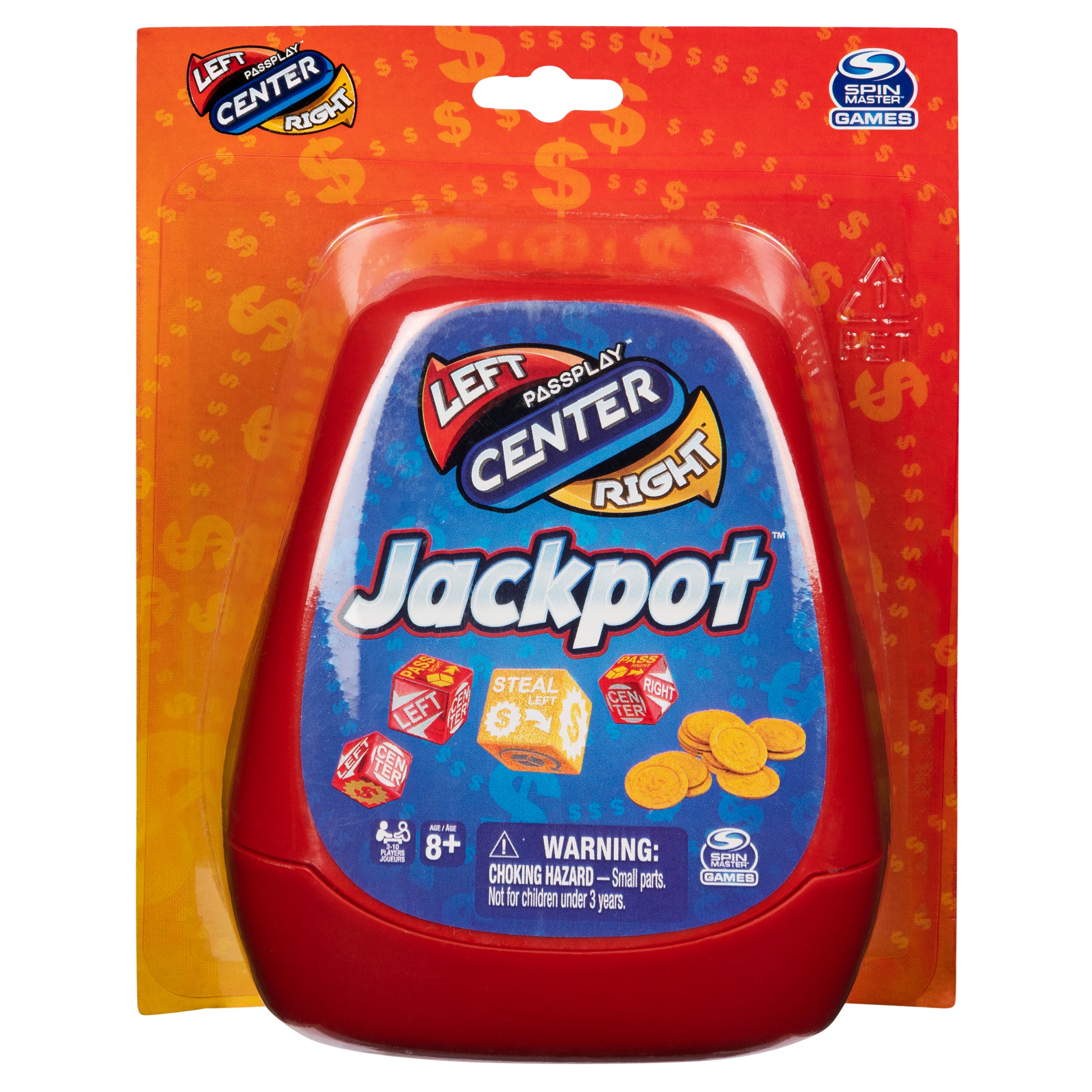 The Game of Left Center Right, Jackpot Dice Game Small Group or Large Party Family Travel Board Game, for Kids & Adults Ages 8 and up