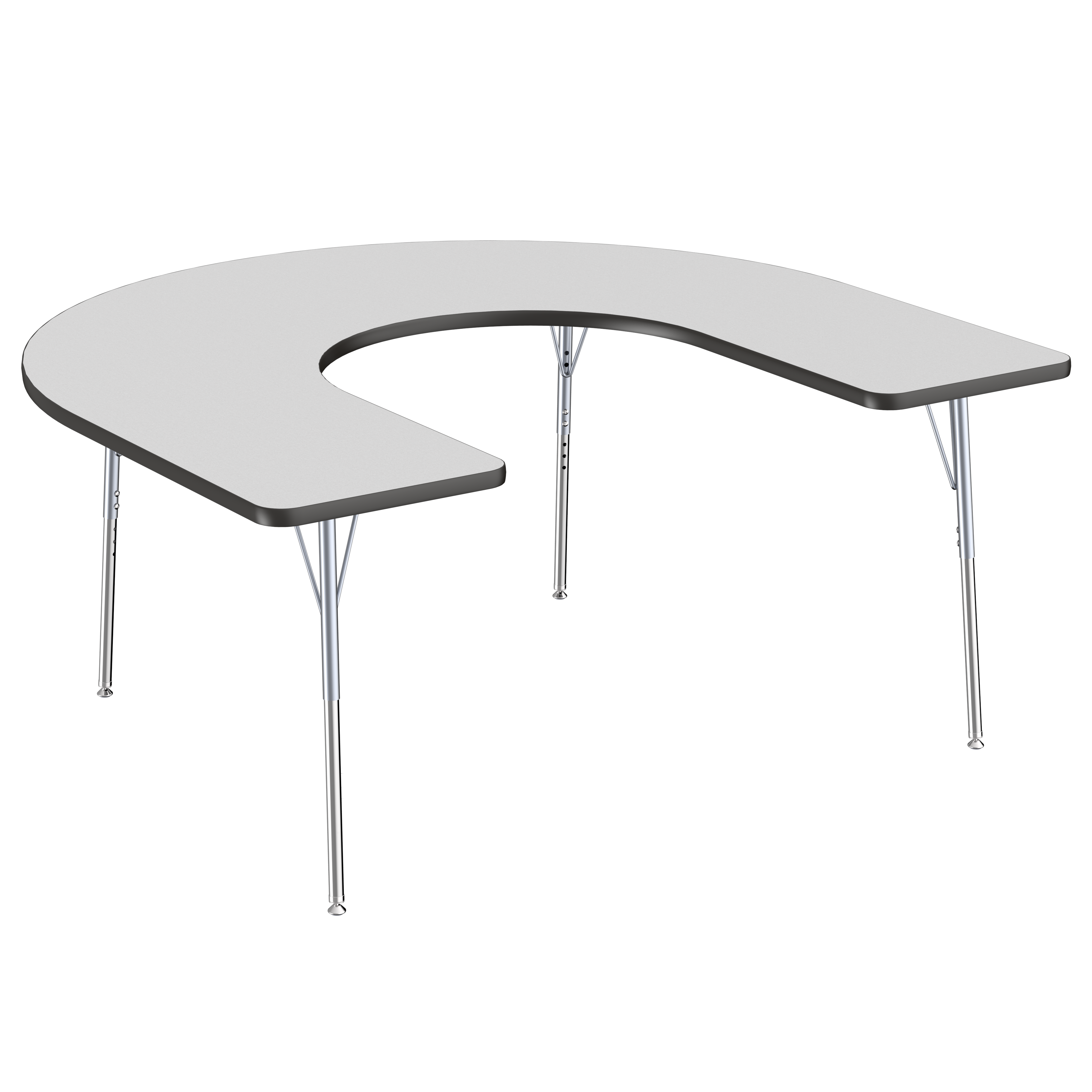 60" x 66" Horseshoe T-Molding Activity Table with Adjustable Standard Swivel Glide Legs - Gray/Black/Silver