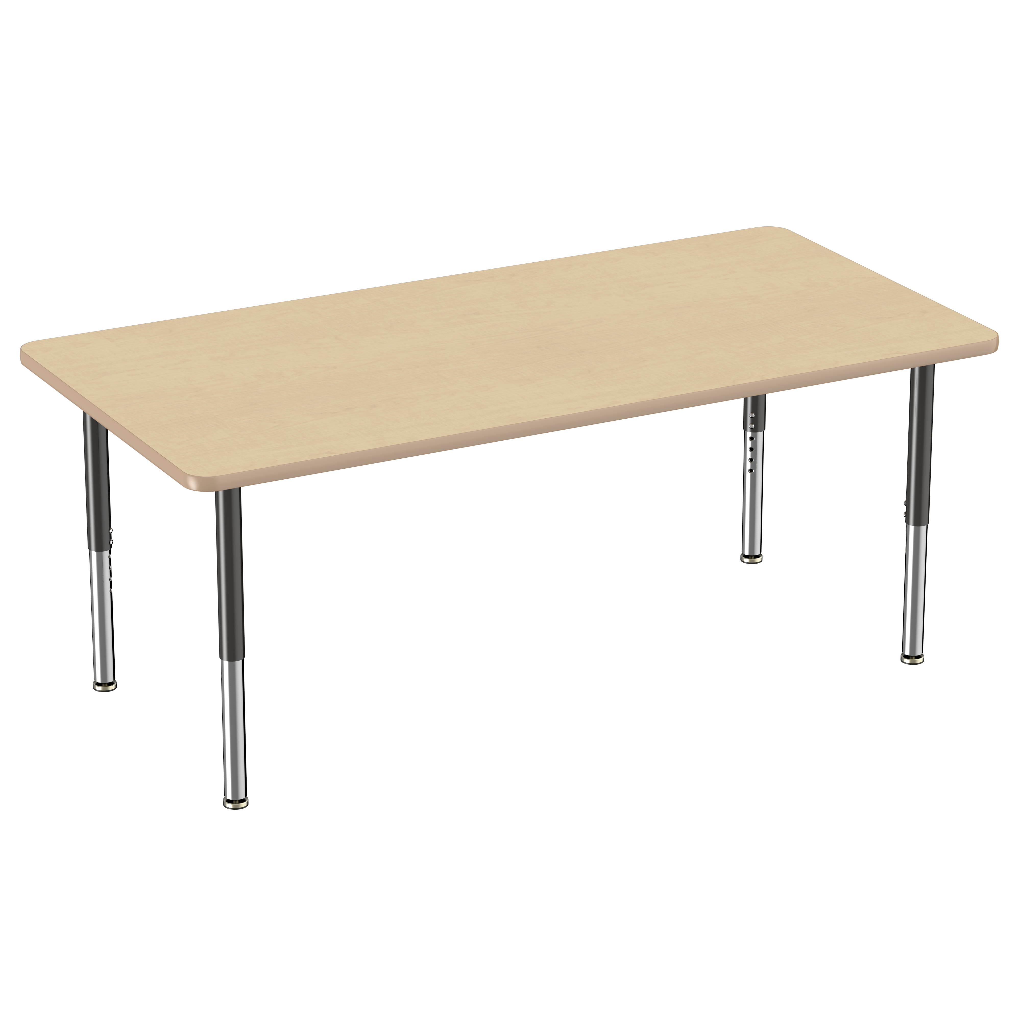 36" x 72" Rectangle T-Molding Activity Table with Adjustable Super Legs - Maple/Maple/Black