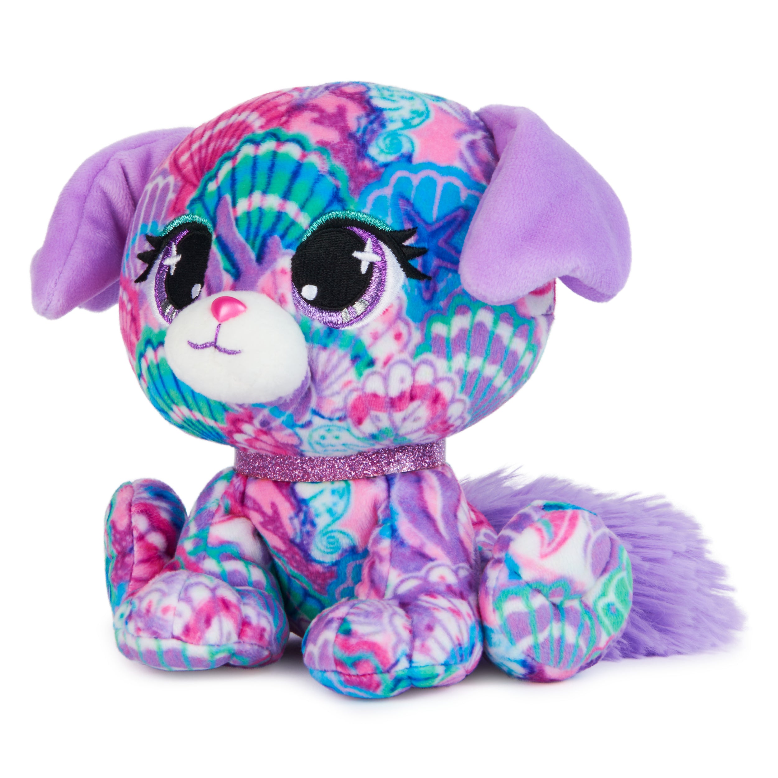 P.Lushes Designer Fashion Pets Shelly Newport Premium Dog Stuffed Animal, Purple and Blue, 6”