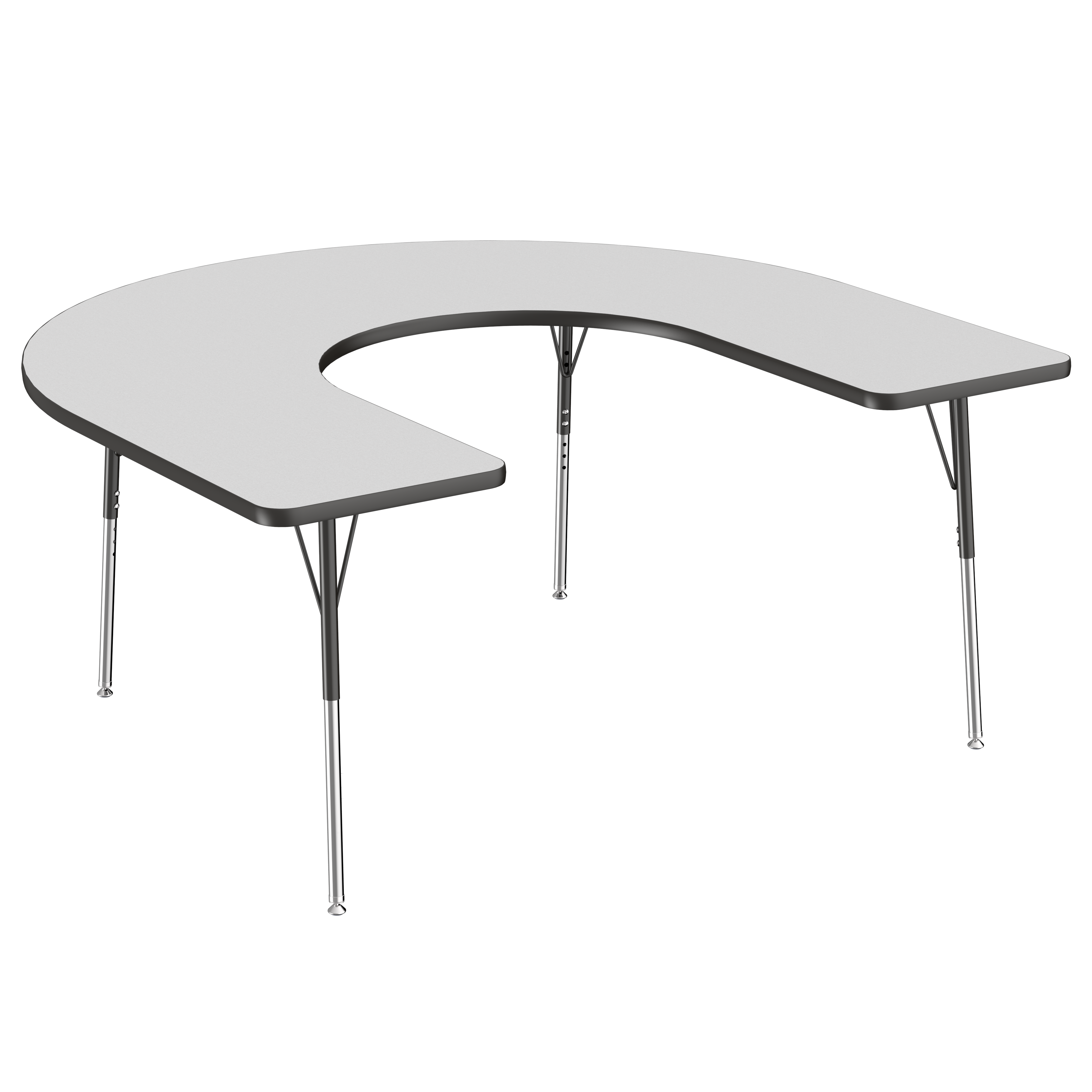 60" x 66" Horseshoe T-Molding Activity Table with Adjustable Standard Swivel Glide Legs - Gray/Black