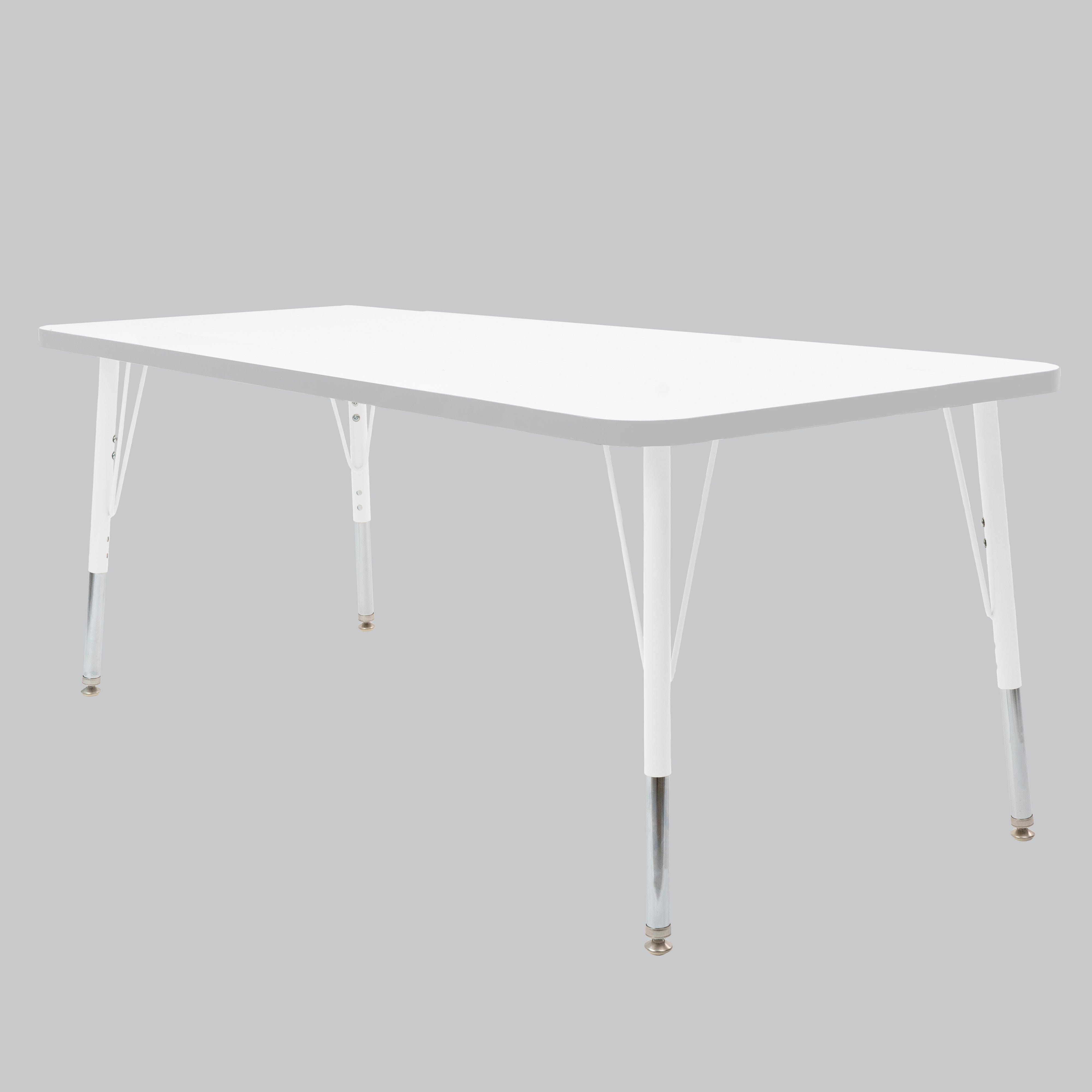 30" x 72" Rectangle Thermofused Activity Table with Adjustable Standard Swivel Glide Legs - White/Light Gray/White