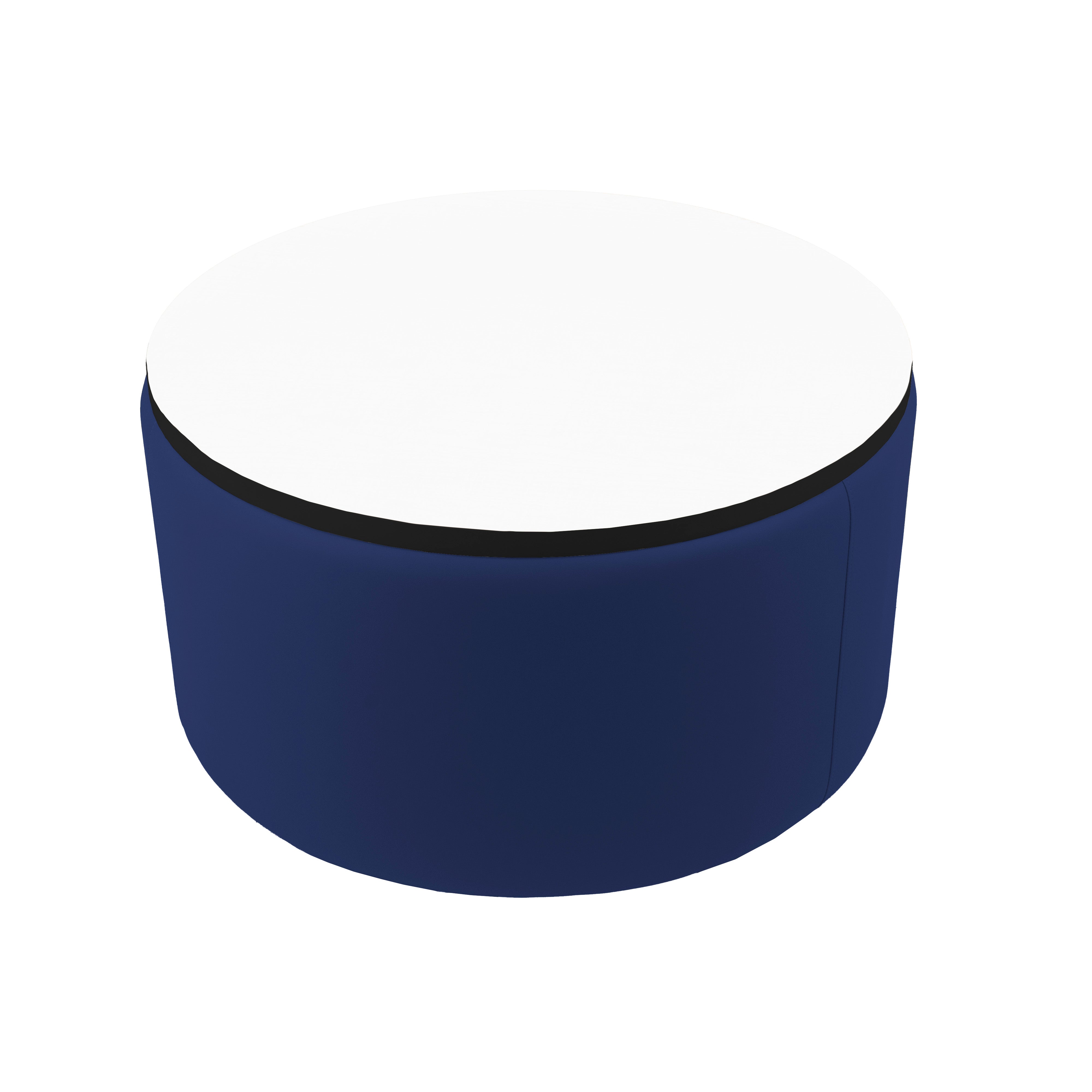 Pro Series Upholstered 30" Round Dry-Erase Ottoman Table 18" Height - Navy/Whiteboard