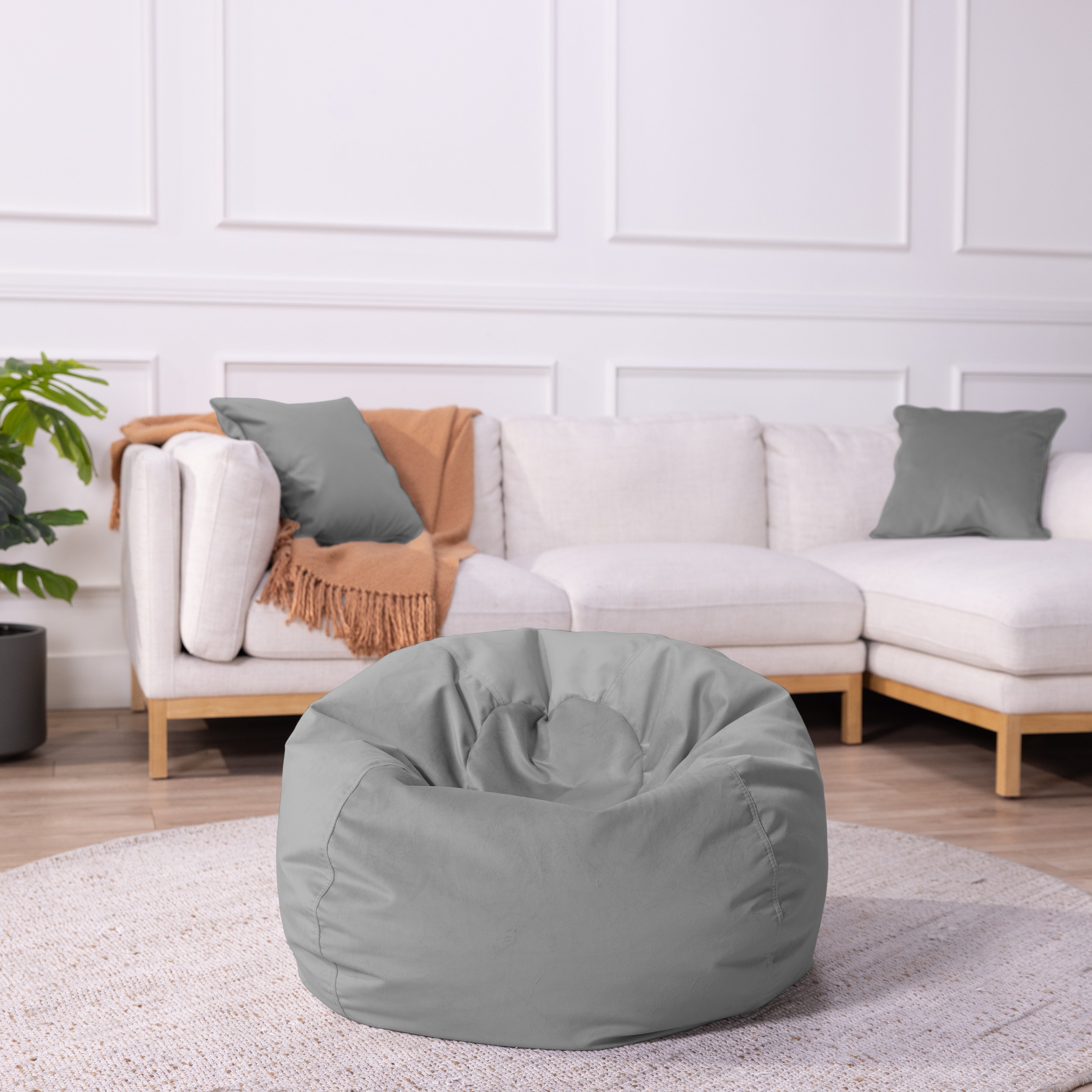 30" Round Velvety Bean Bag - Smoke