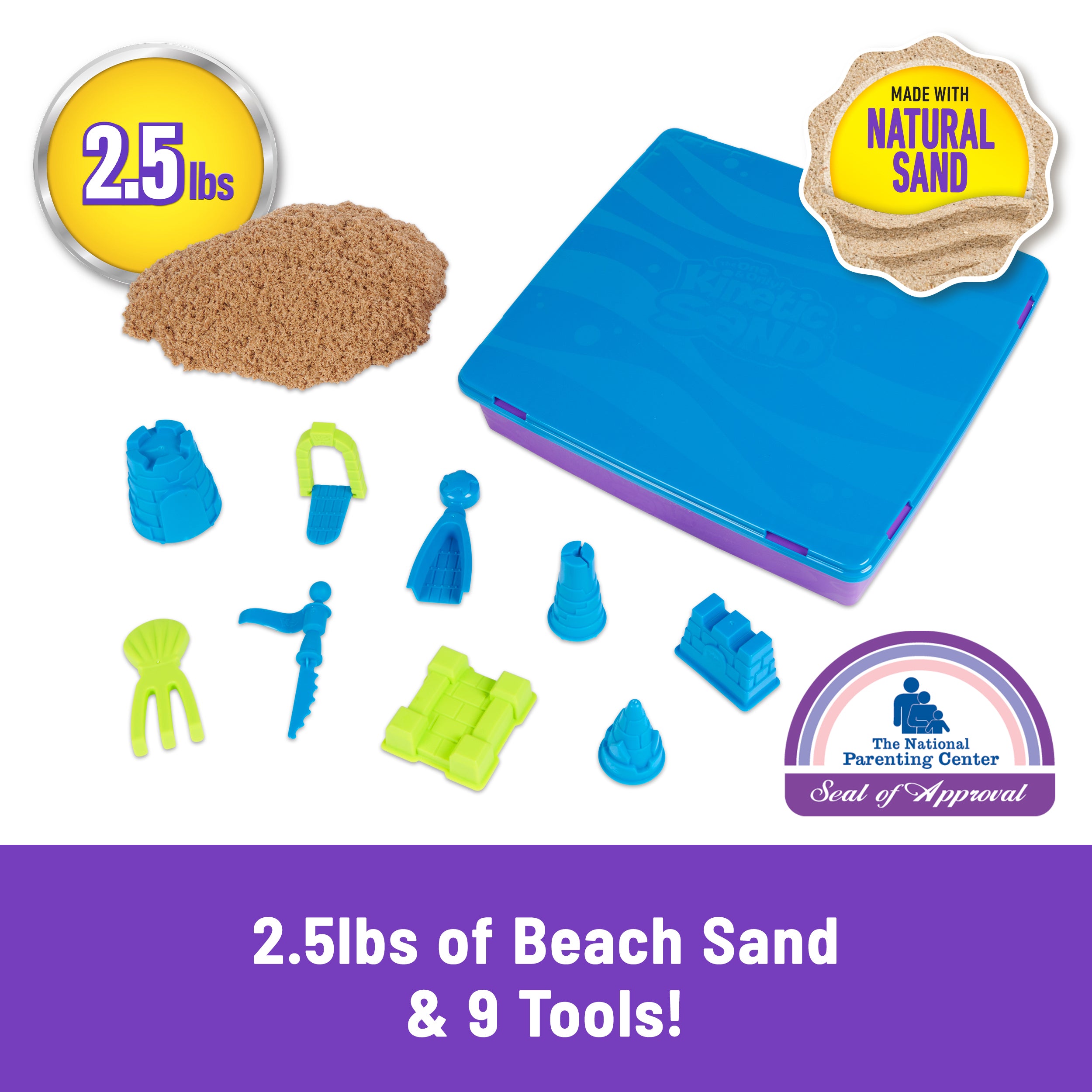 Kinetic Sand, Deluxe Beach Castle Playset with 2.5lbs Play Sand, Tools & Molds, Sensory Toys for Kids Ages 5 and up