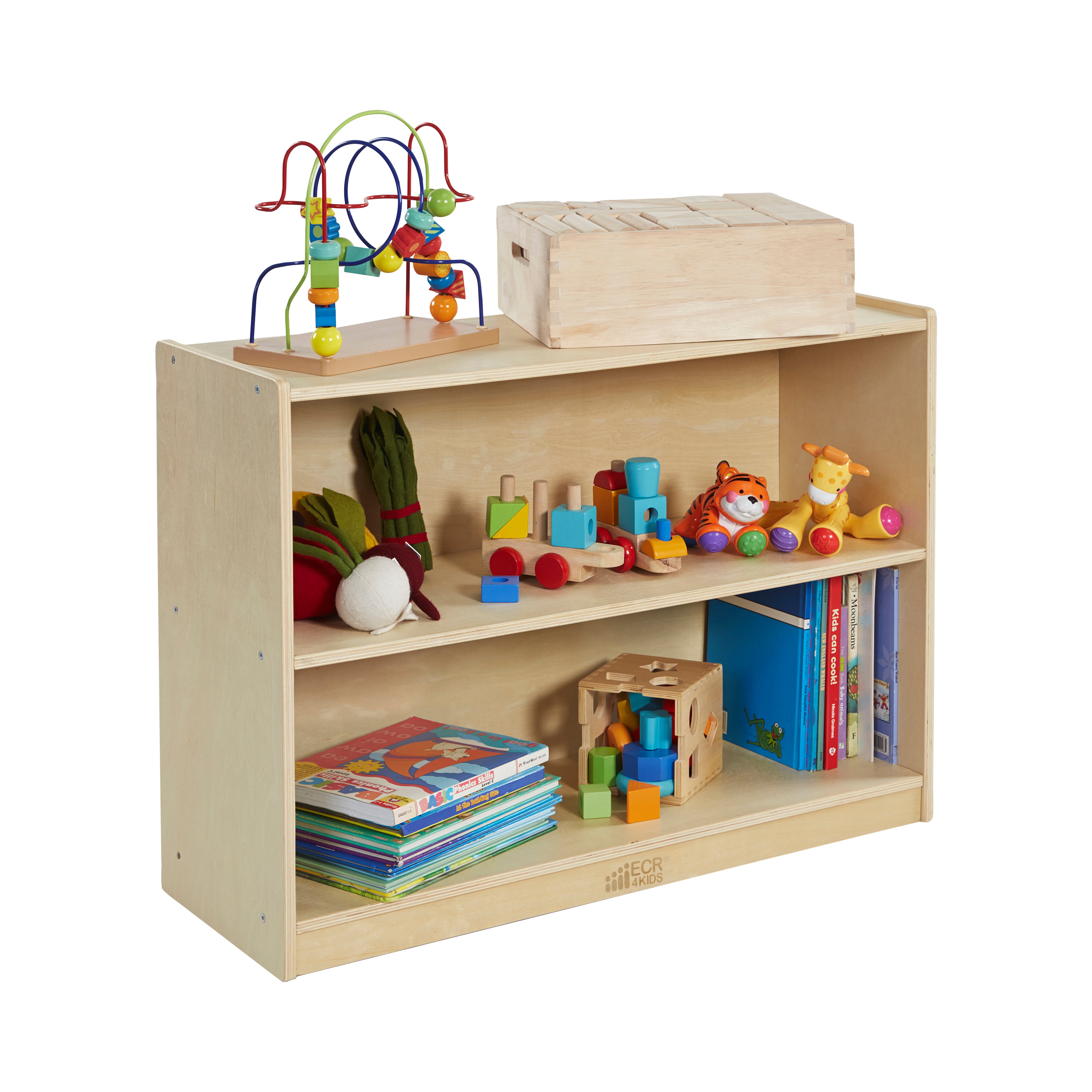 2 Shelf Storage Cabinet with Back - Natural