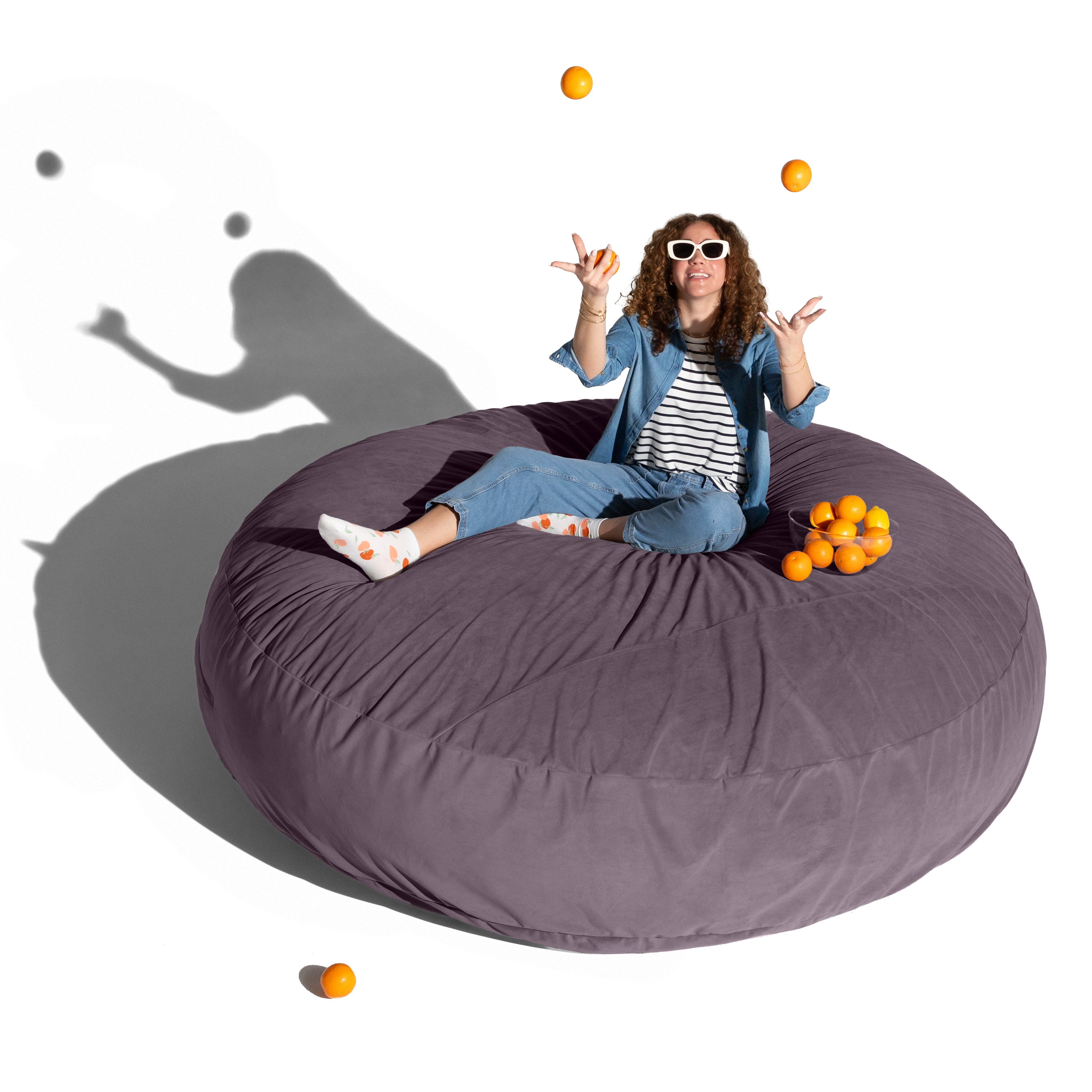 Jaxx 6 Foot Cocoon - 2-in-1 Convertible Bean Bag Bed & Large Bean Bag Chair for Adults, Premium Lush Velvet - Purple