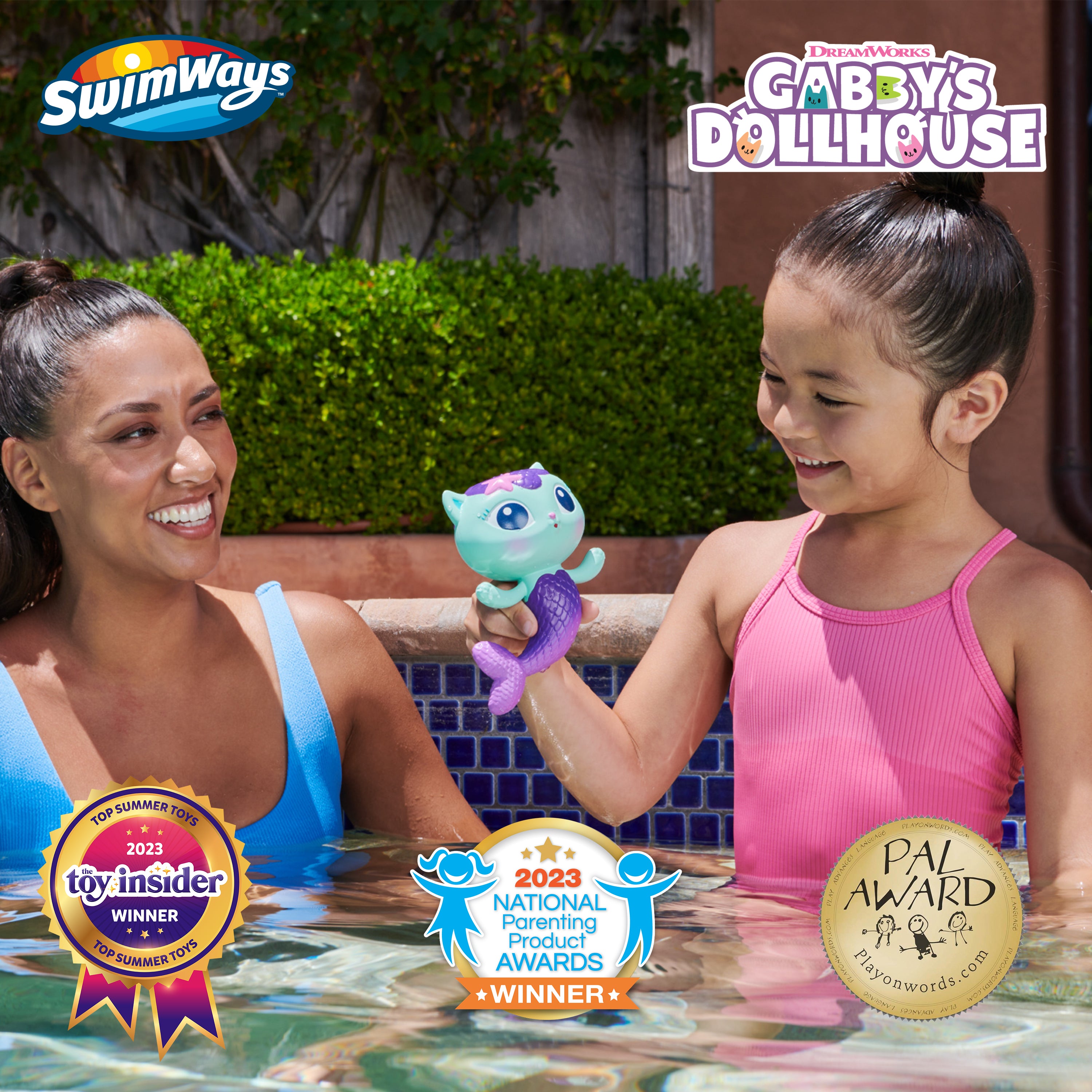 Swimways Gabby’s Dollhouse Mercat Floatin' Figures, Swimming Pool Accessories & Kids Pool Toys, Gabby's Dollhouse Party Supplies & Water Toys for Kids Aged 3 & Up